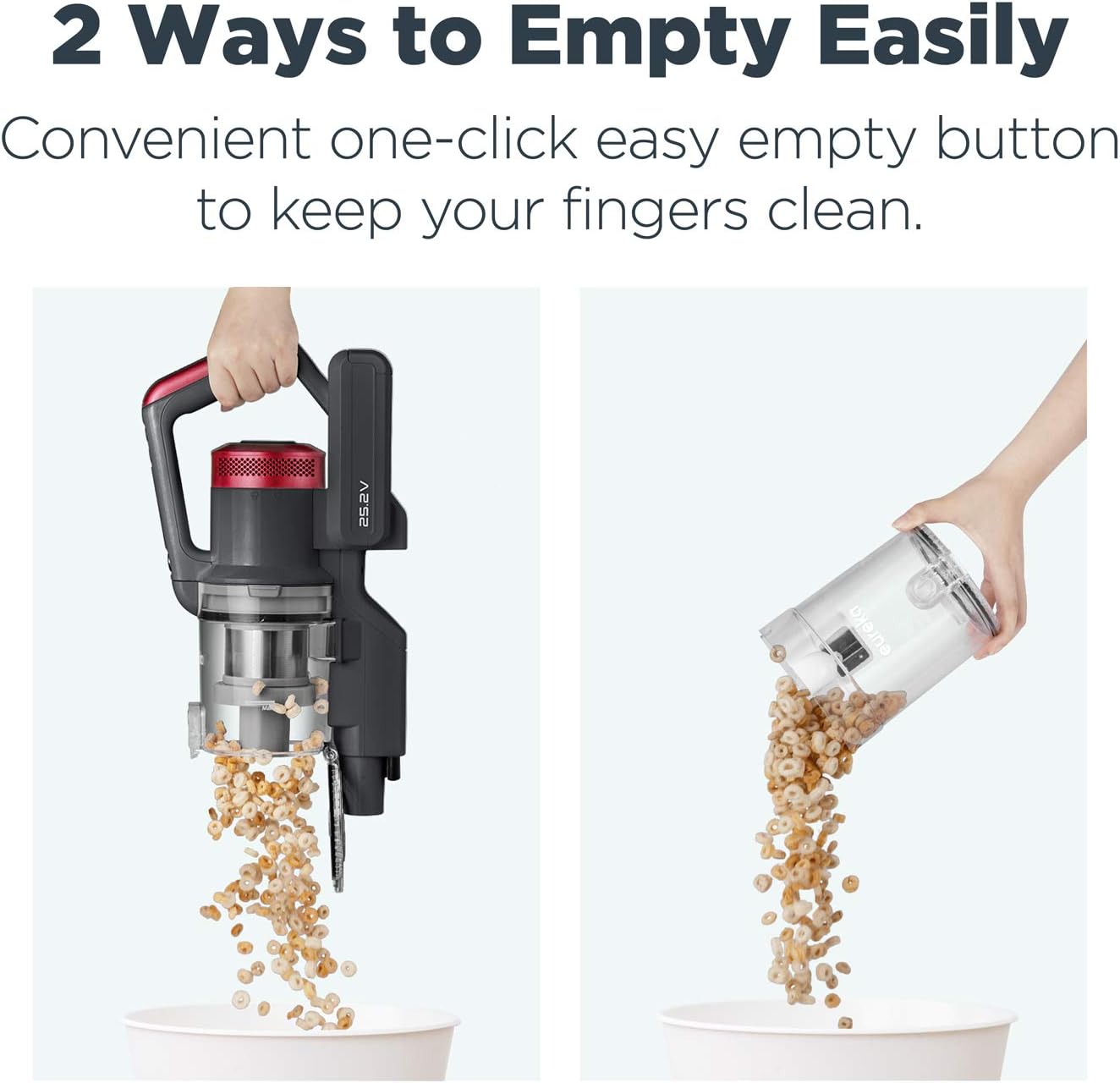 Eureka Lightweight Cordless Stick Vacuum Cleaner Convenient for Hard Floors, Rechargeable Handheld Vacuum Cleaner Portable with Powerful Motor Efficient Suction, RapidClean Pro NEC186, Rose Red