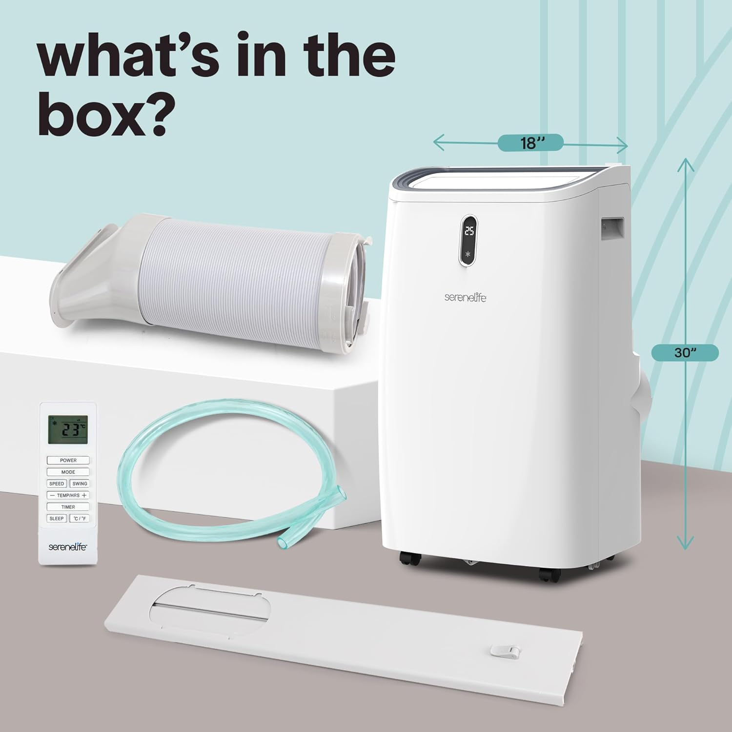 SereneLife Portable Air Conditioner, 14000 BTU (ASHRAE) Compact Home A/C Cooling Unit with Built-in Dehumidifier and Fan Modes, Energy Efficient 400 Sq. Ft. Coverage, Includes Window Mount Kit (White)