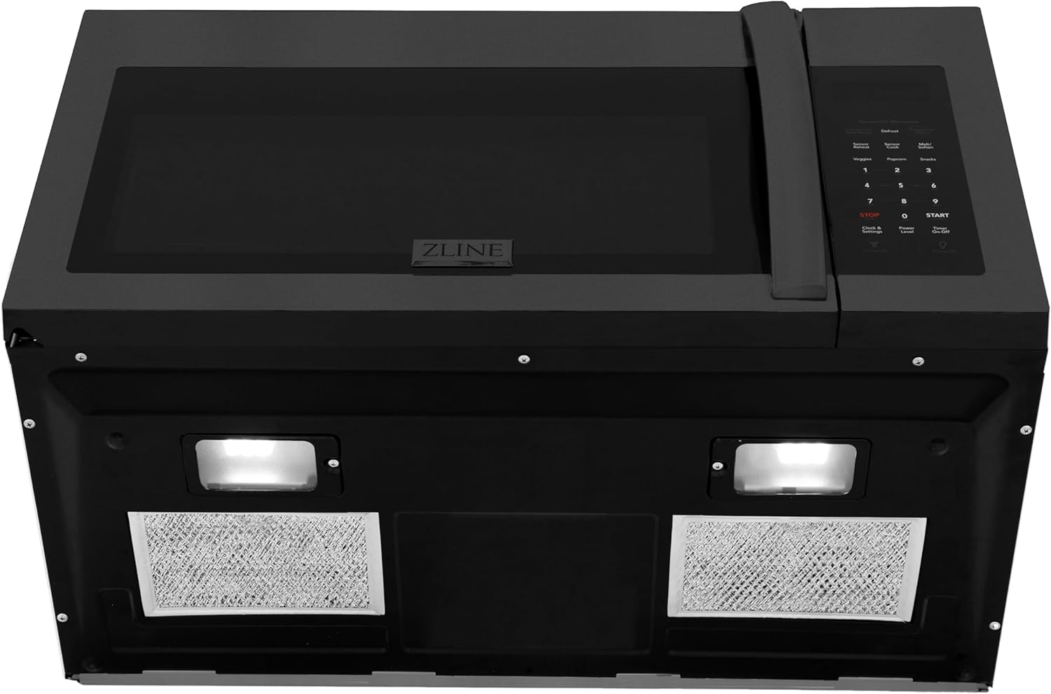 ZLINE Over the Range Convection Microwave Oven in Black Stainless Steel with Modern Handle and Sensor Cooking