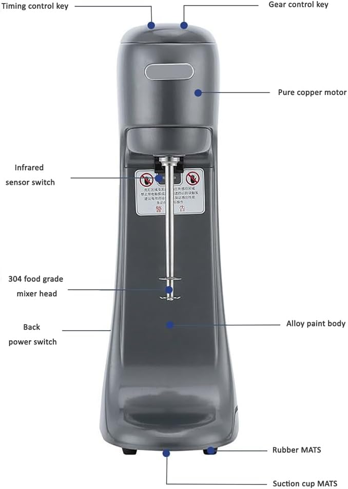 Automatic Milkshake Machine, Stainless Steel Commercial Drinks Mixer Blender Shaker, Electric Infrared Induction Milk Shake Mixer with 5 Gear Adjustable Speed, for Restaurant Coffee Shop Beverage B