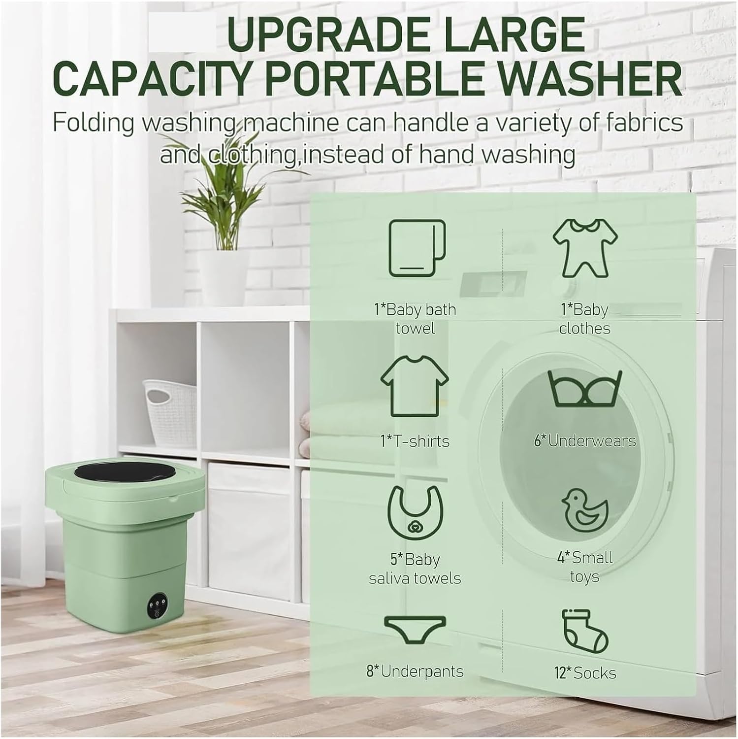 Compact Laundry. Portable Washing Machine, 8L Foldable Washing Machine Portable Washer with Dehydration Basket for Deep Cleaning of Underwear .Portable