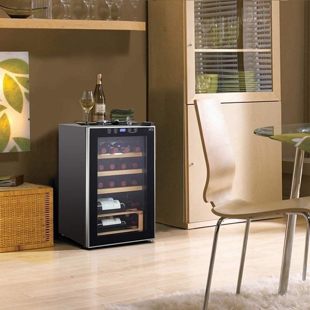 Wine Cooler, Super Quiet Professional Compressor Wine Fridge, 75L Capacity Freestanding Beverage Refrigerator, Stainless Steel Glass