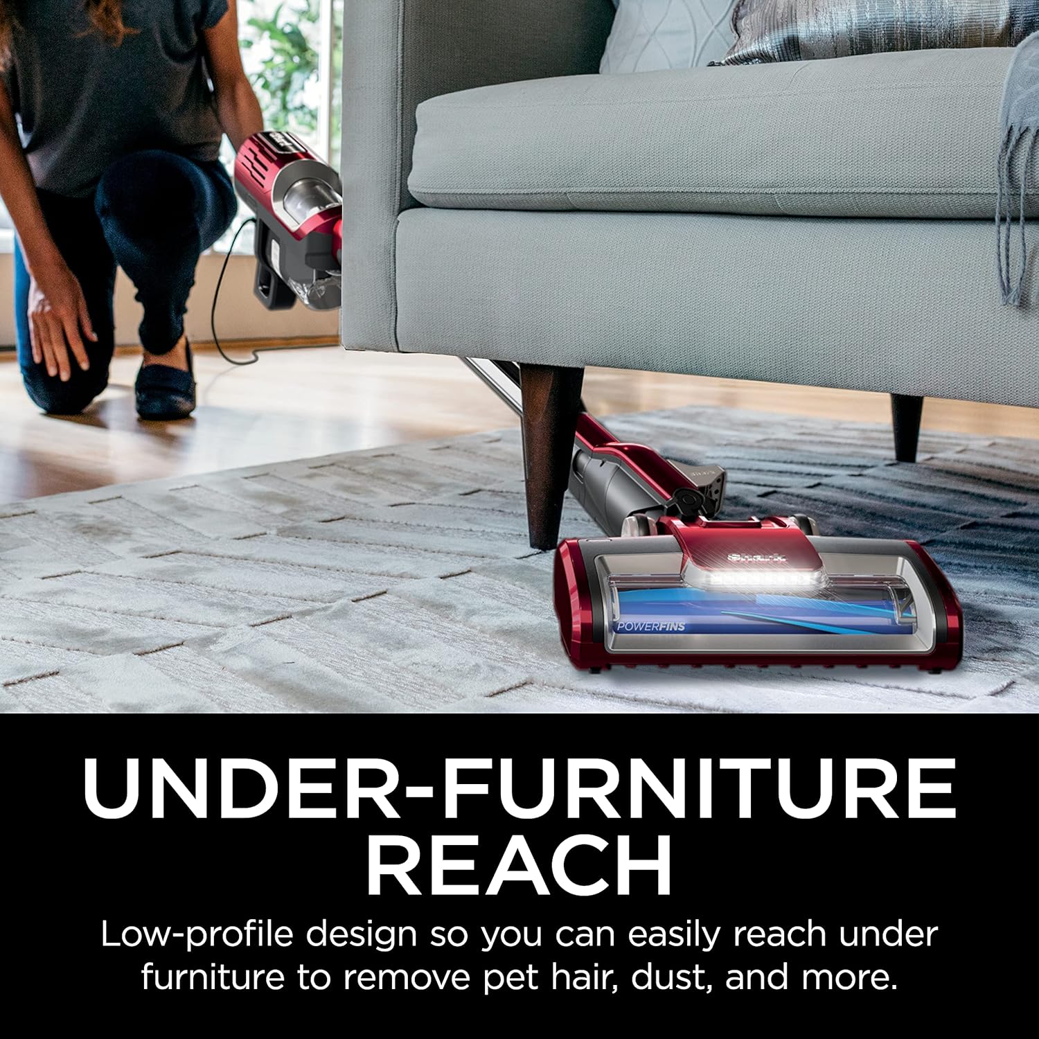 Shark HZ602 Ultralight Pet Pro Corded Stick Vacuum with PowerFins & Self-Cleaning Brushroll, Comet Red (Renewed)