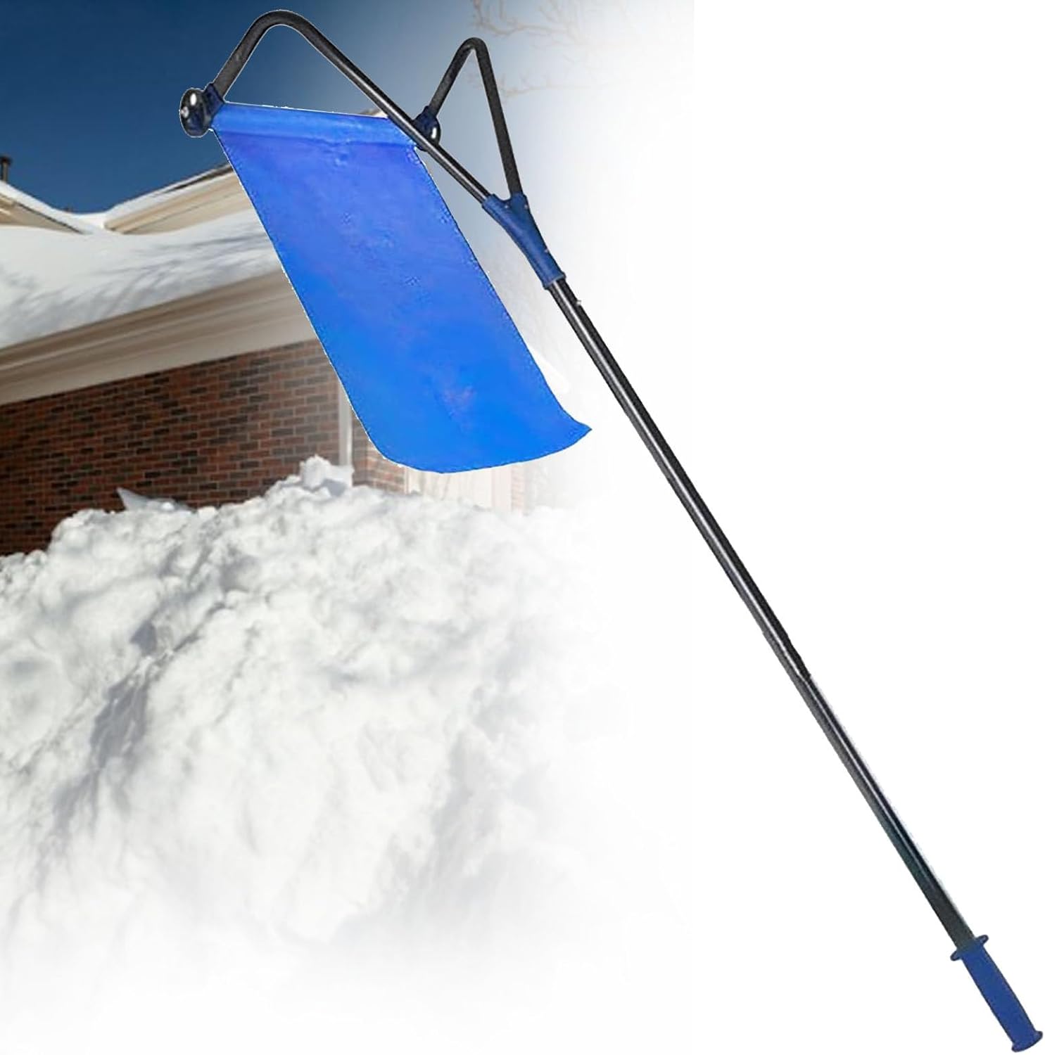 Lightweight Aluminum Snow Roof Rake - Easy Snow Removal Tool for Roofs, Ideal for Residential Use, Durable Black Design, Efficient Snow Clearing Solution