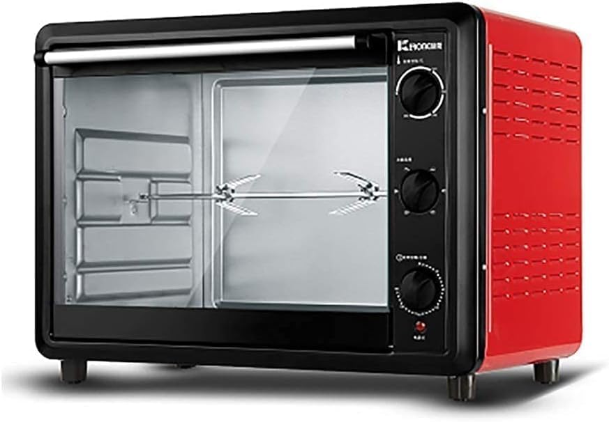 oven mini oven air fryer oven Electric Oven Multi-Function 60 Liter Household Rotating Forks Independent Temperature Control Large Capacity Mini Ovens Toaster Oven Air Fryer, (Color : Rojo) (Color