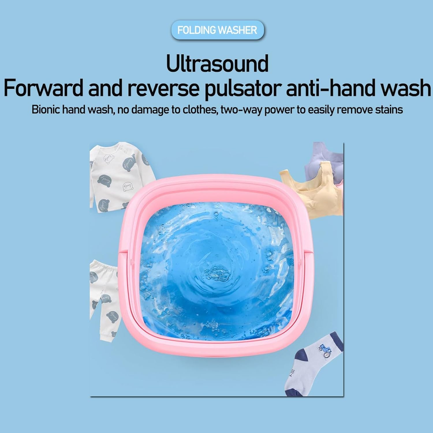 DELURA Portable Washing Machine-Foldable Mini Small Washer for Washing Pets Clothes, Underwear or Small Items, Suitable for Apartment, Laundry, Camping, RV, Travel