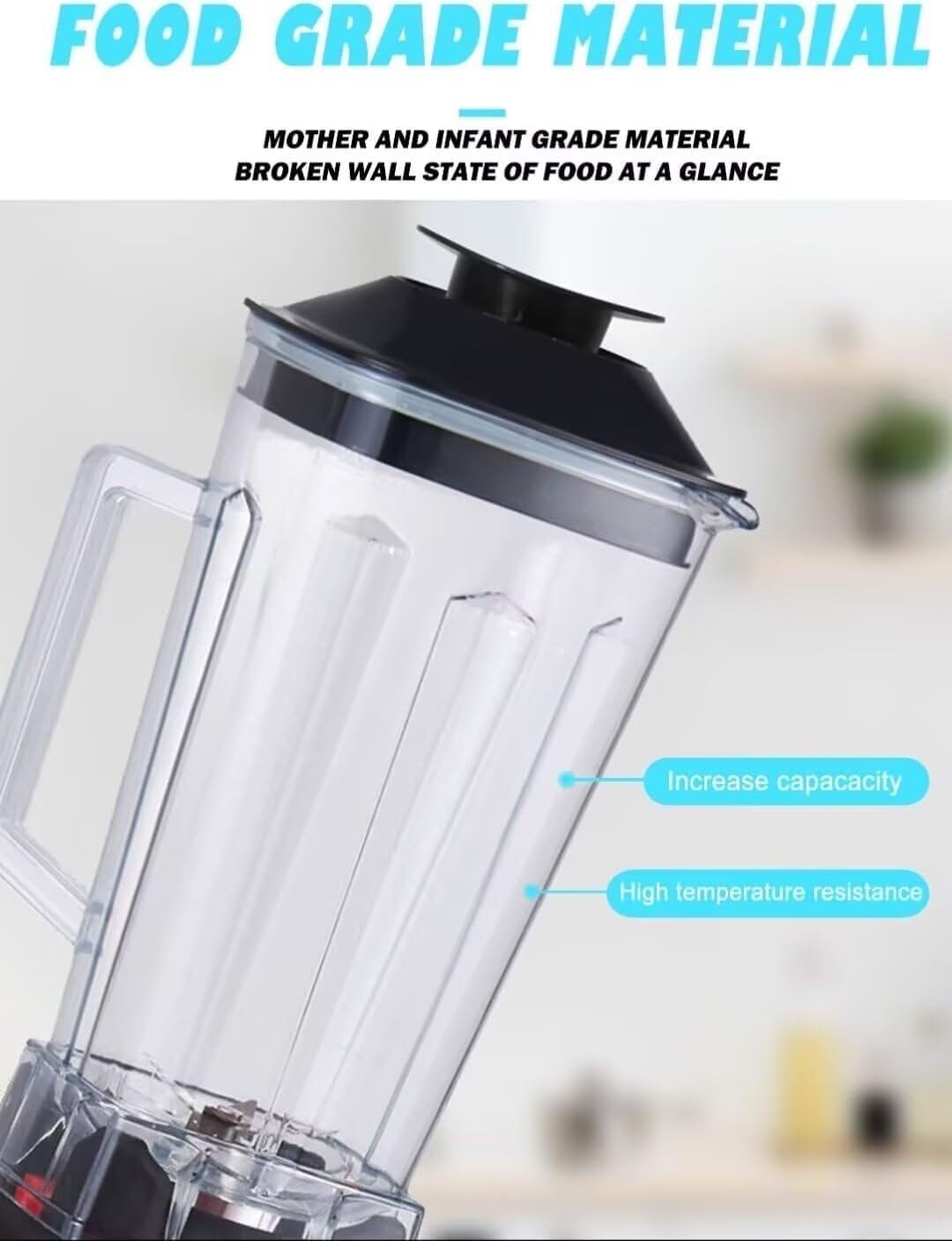 Professional High Speed Blender for Shakes and Smoothies,Home Commercial Countertop Food Processor,2500W 9525 Pure Copper Motor,Double Bearing Blades