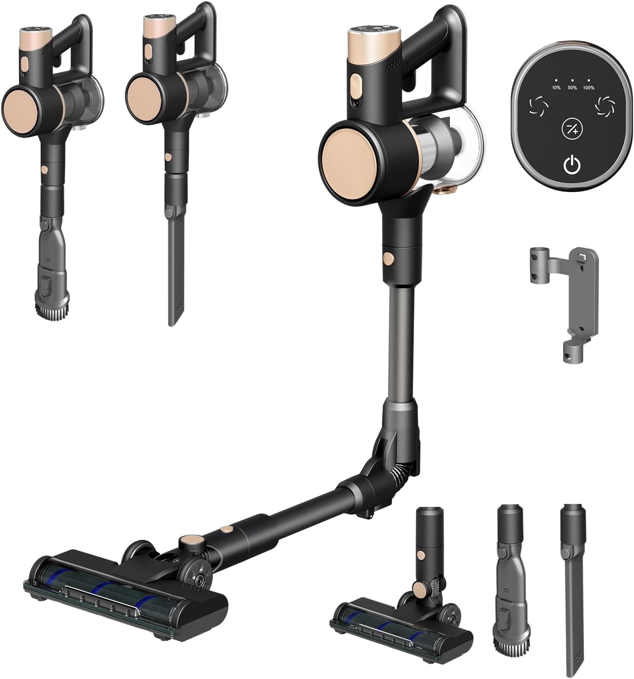 Cordless Vacuum Cleaners for Home, Bendable Wand, Powerful Suction, Rechargeable Stick Vacuum, 40Min Runtime, Lightweight, Handheld Vacuum for Hardwood Floor Carpet Tile Pet Hair, Gray