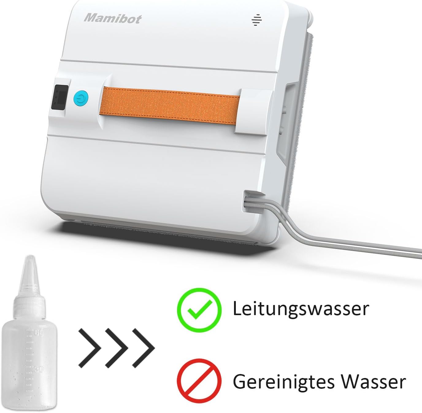 Mamibot W120-DP Robot Window Cleaner for High-Rise Glass - 3200Pa Strong Suction, Multiple Cleaning Modes,4 Water Spray Nozzles,Edge Detection Technology,App&Remote Control(Orange)