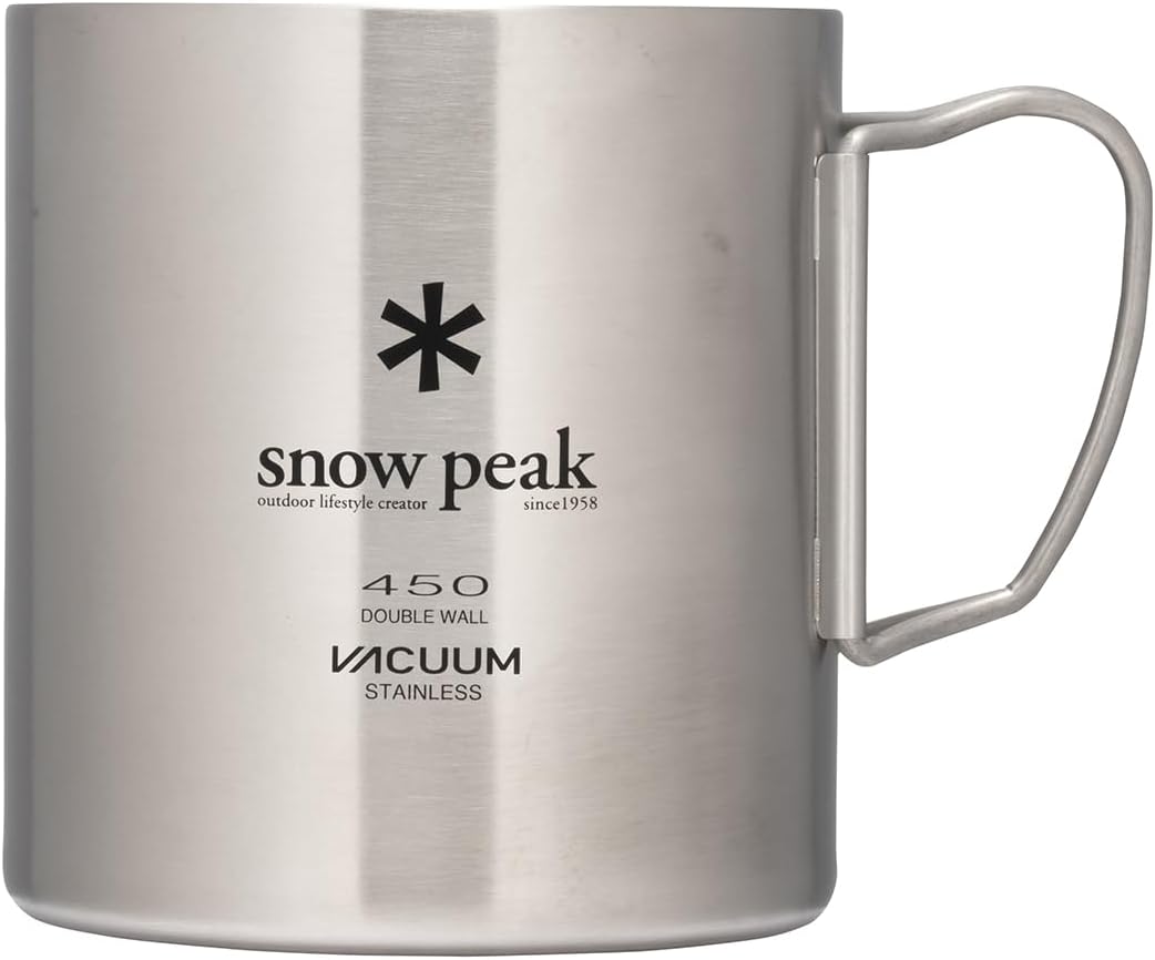 Snow Peak Double Wall Stainless Steel Vacuum Insulated Mug, Lightweight, Durable, Camping, 450ml