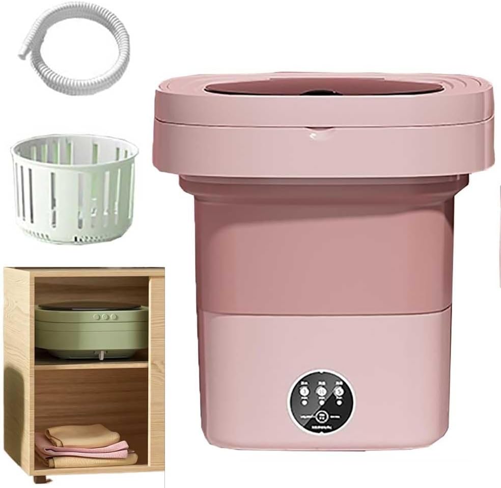 Portable Washing Machine, Mini Washing Machine Foldable, 15l Large Capacity Small Washing Machine for Apartments, Dormitories, Camping, Rv Travel(Pink)