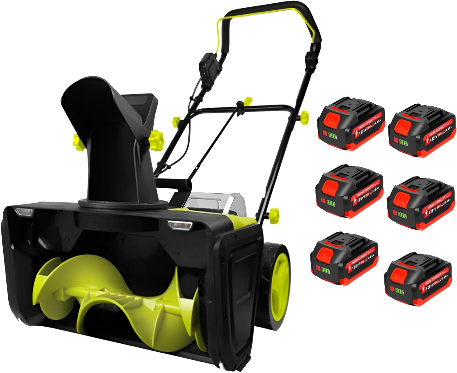 Cordless Snow Blower with 40V Lithium Battery & Brushless Motor, 50cm Wide 25cm Deep Snow Removal, Dual LED Lights for Night Clearing, Lightweight 12kg Design (C)