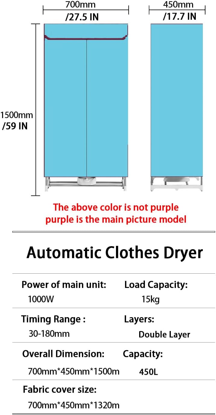 1000W Portable Clothes Dryer with Dryer Bag for apartments, RV, Travel(US plug)
