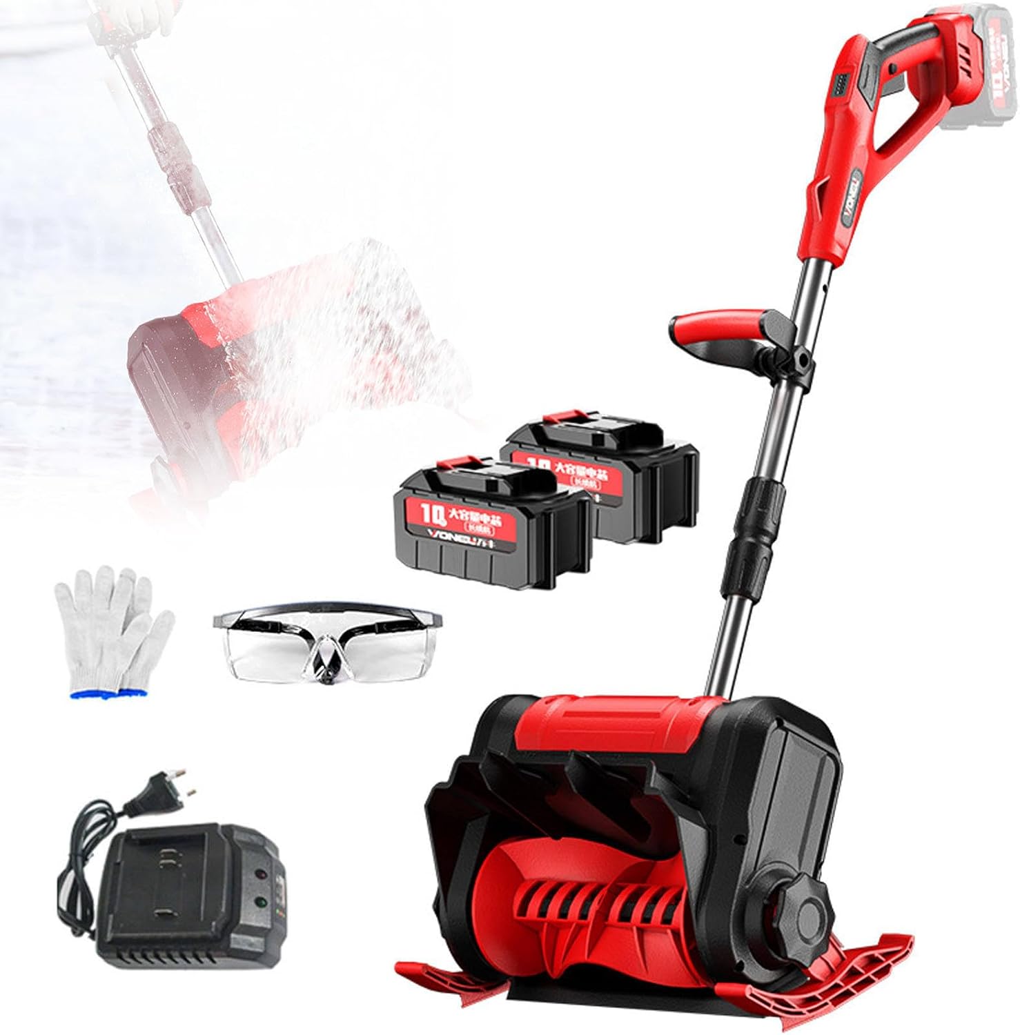 20v Cordless Snow Shovel, 12-Inch Cordless Electric Snow Blower,Adjustable Telescopic Pole,Battery Level Display,Snow Thrower with 2 X Battery 3ah*2