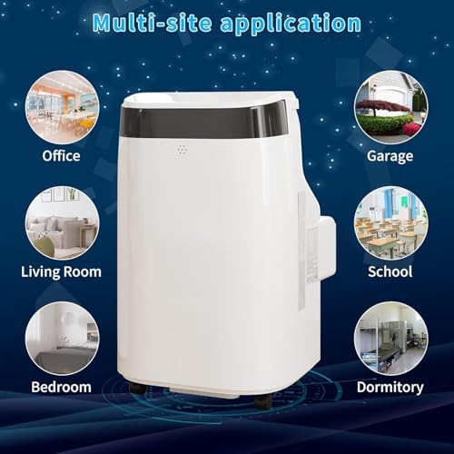 12,000 BTU Portable Air Conditioner for Cooling Up to 450 Sq. Ft, Multifunctional Floor AC Unit With Dehumidifier, Fan, Auto and Sleep Modes, Remote Control, 24-Hour Timer