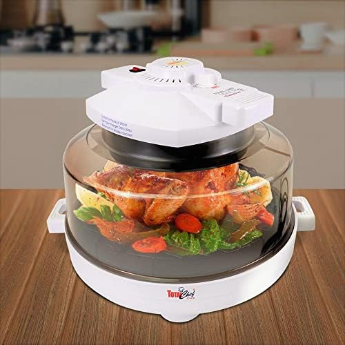 Total Chef Countertop Infrared Oven with Convection Air Circulation Time and Temperature Control 1300W Roast Steam Bake Broil Air Fry and More For Cottage Dorm Room RV Apartment Home White