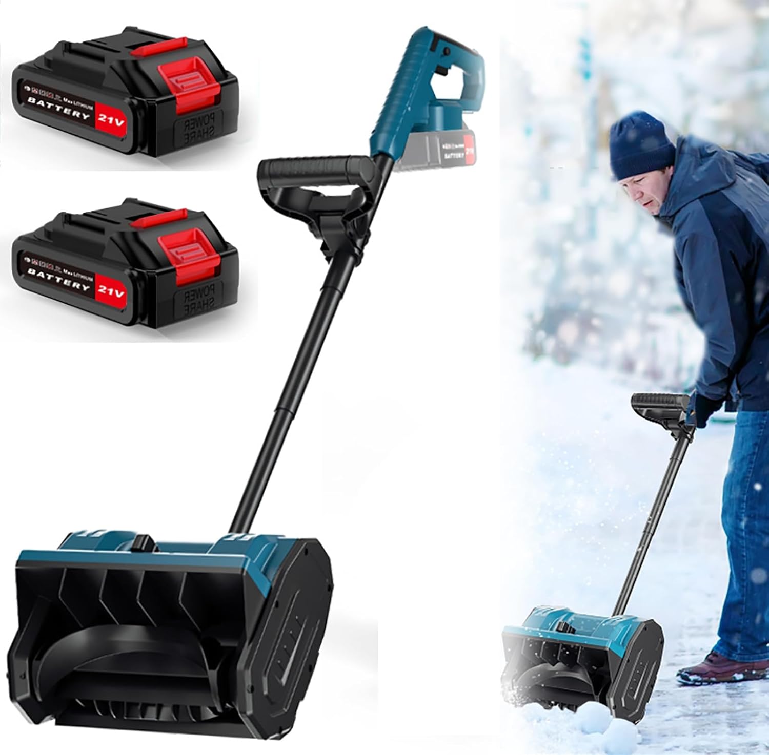 McbeAn Handheld Electric Shovel Snow Thrower, Chargeable Snow Blower with Switch Safety Lock, Foldable and Efficient Snow Clearing, for Patios/Decks, Sidewalks, Driveways, Walkways, Steps