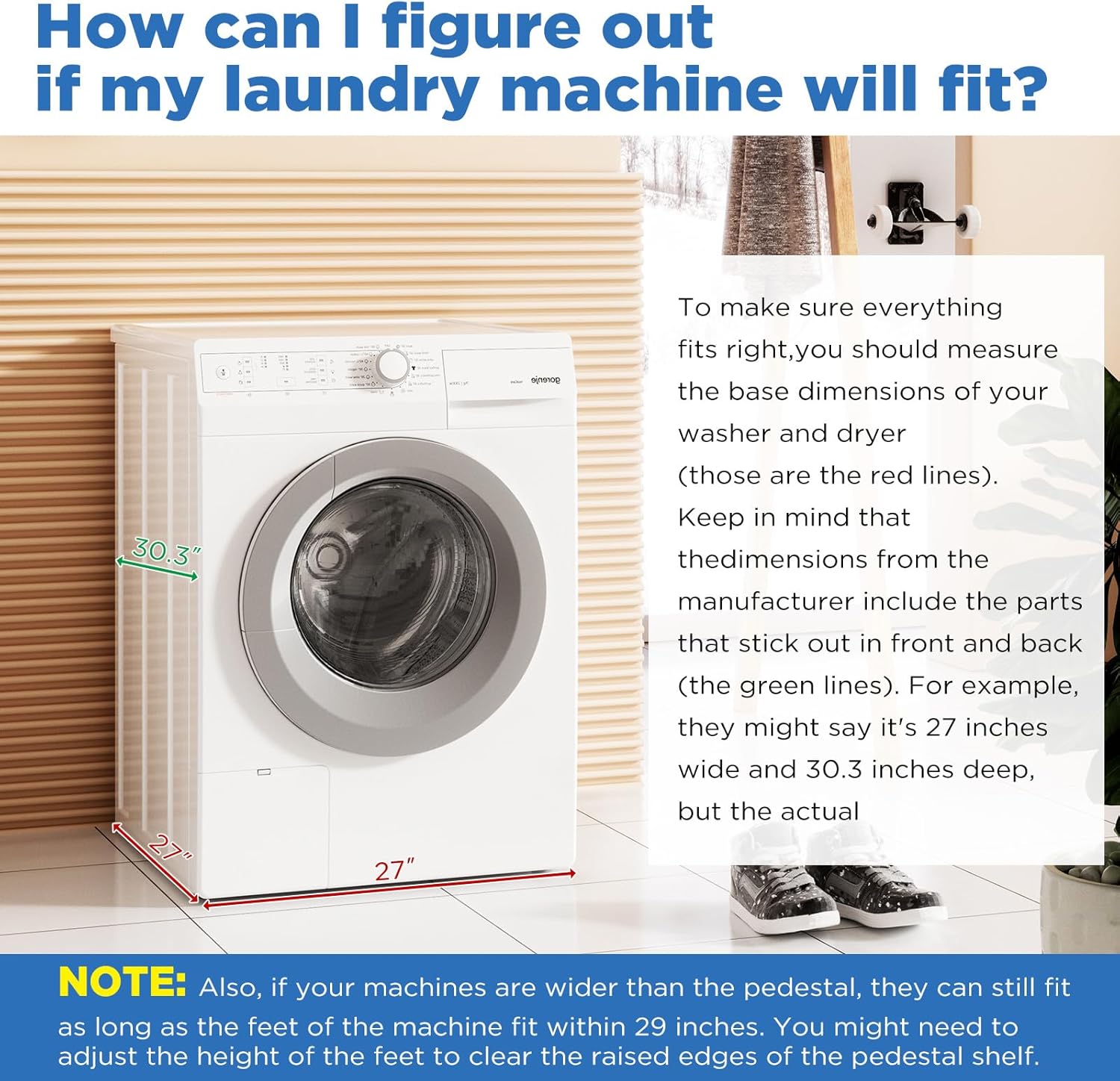 2 Pack Laundry Pedestal, 700 LBS Capacity Washer Dryer Pedestal, Heavy Duty Shock-Proof Washer Stand, Laundry Dryer Stand with Pull-Out Shelf Hidden Storage Drainage (Beige)