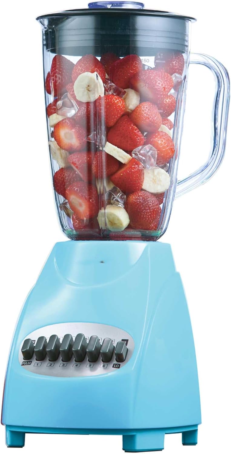 12-Speed Countertop Blender with Pulse Function – 50oz BPA-Free Jar, Stainless Steel Blades, Ice Crusher & Smoothie Maker, 350W Kitchen Blender (Blue)