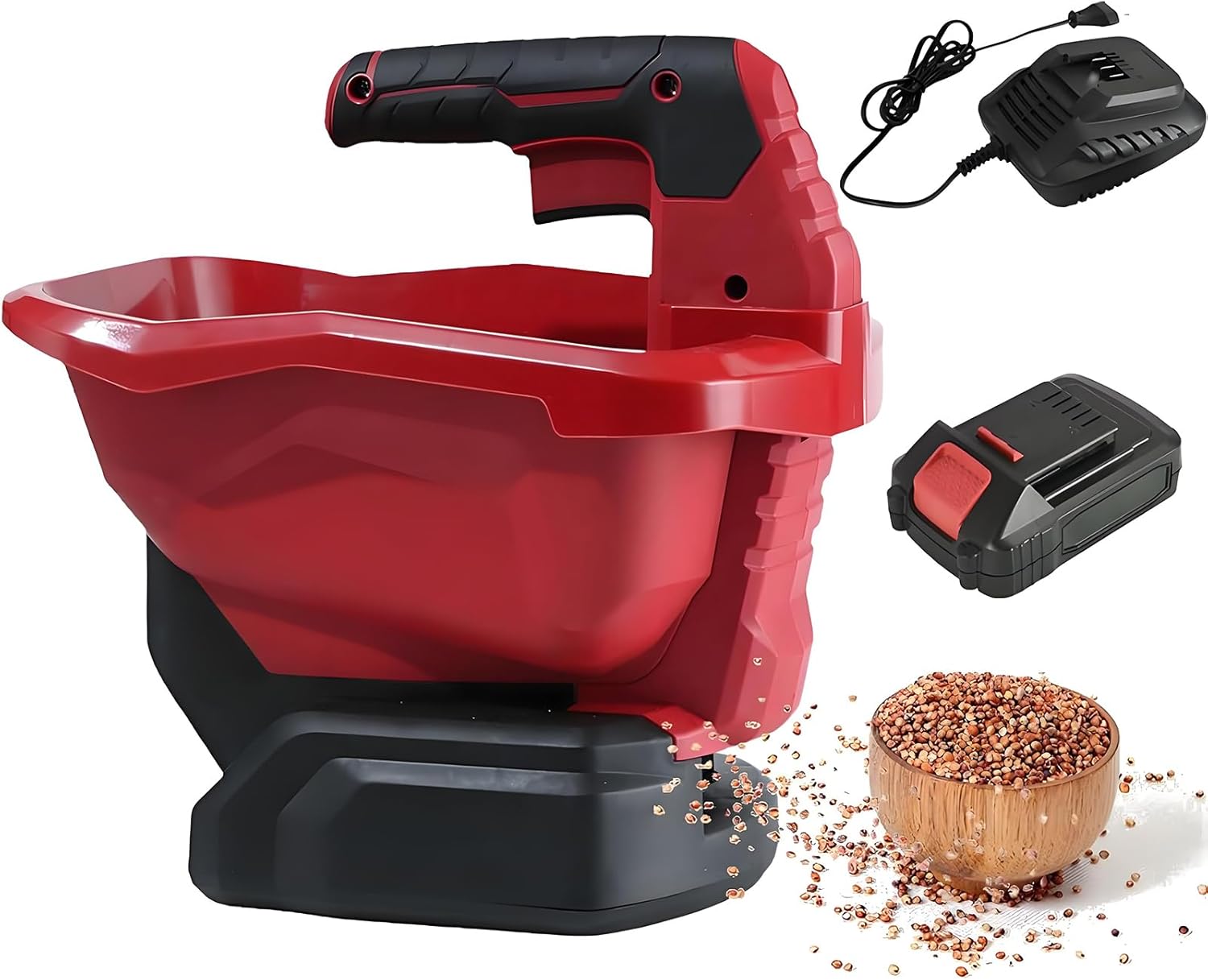 Cordless Grass Seed Spreader 3l, Handheld Fertiliser Spreader Lawn Feed Spreader 2000mah Battery Powered Salt Spreader, Variable Flow Rate,Adjustable Scatter Width