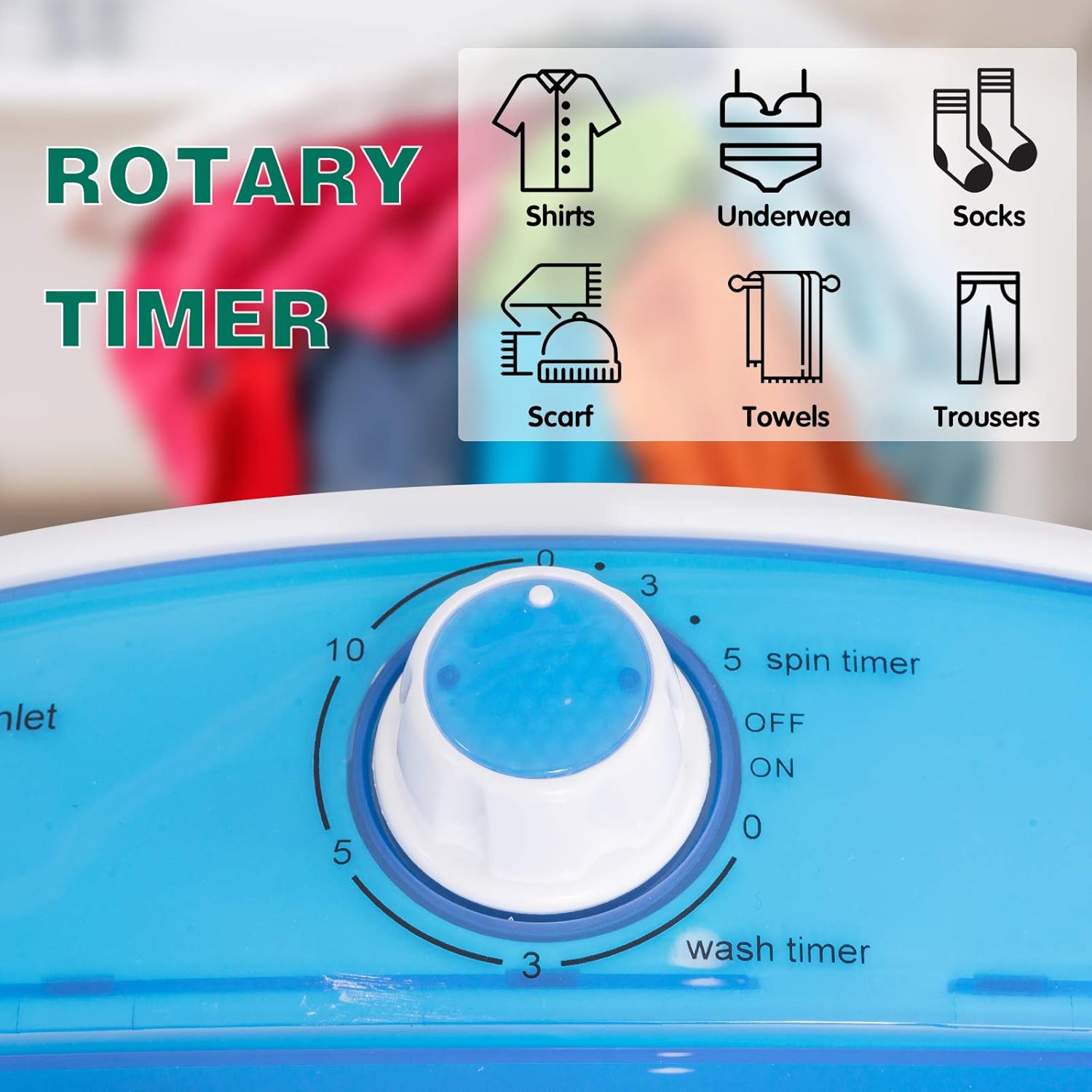 5.5lbs Mini Washing Machine w/Spin Dryer, Portable Clothing Washer Single Tub Washing Machine, Compact Laundry Washer Machine w/Cycle Basket and Drain Hose