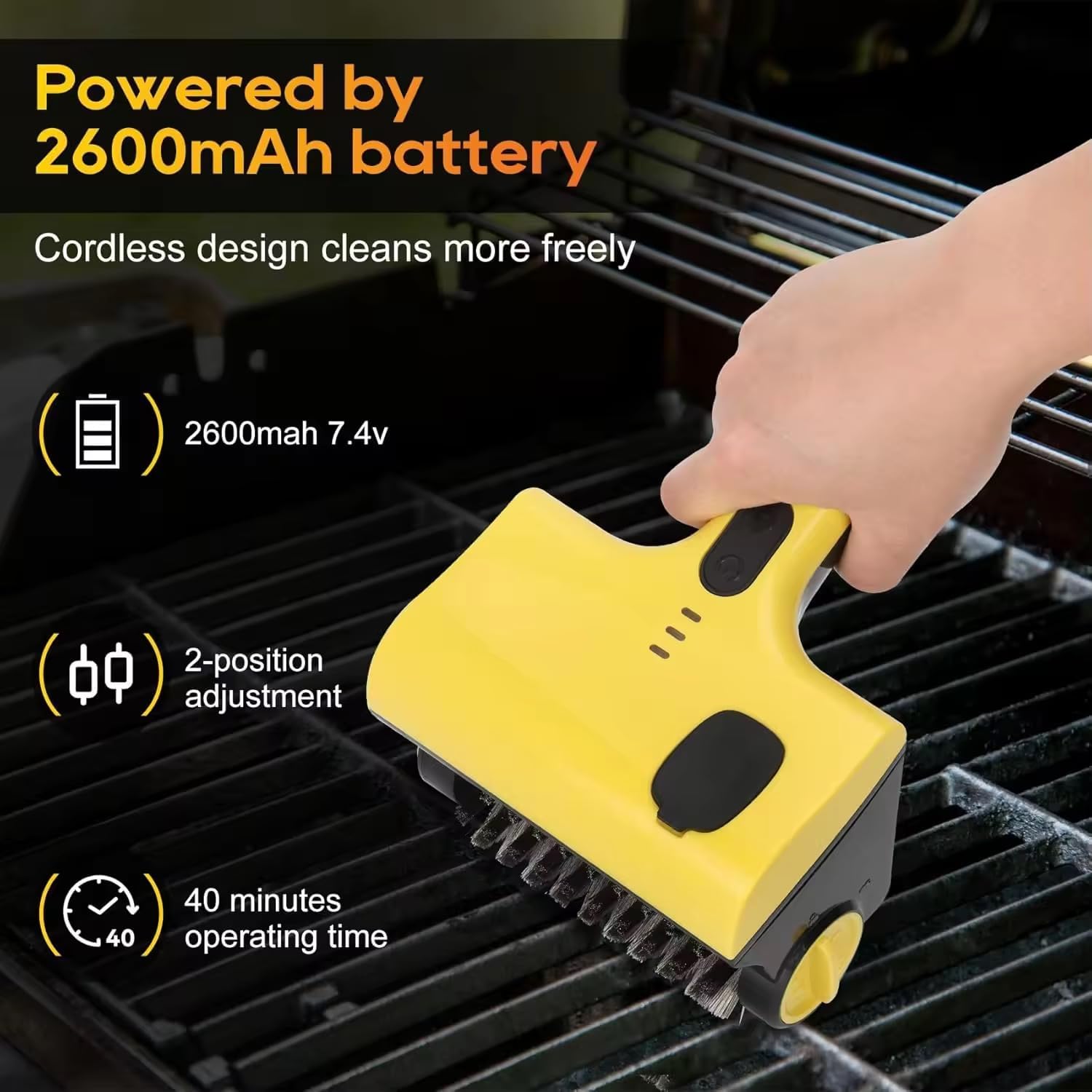 Barbecue Cleaner, Wireless Rechargeable Electric Grill Cleaner, Easy Off Grill Cleaner with Replacement Bristles for Home Barbecue, Outdoor Picnic, Outdoor Lovers