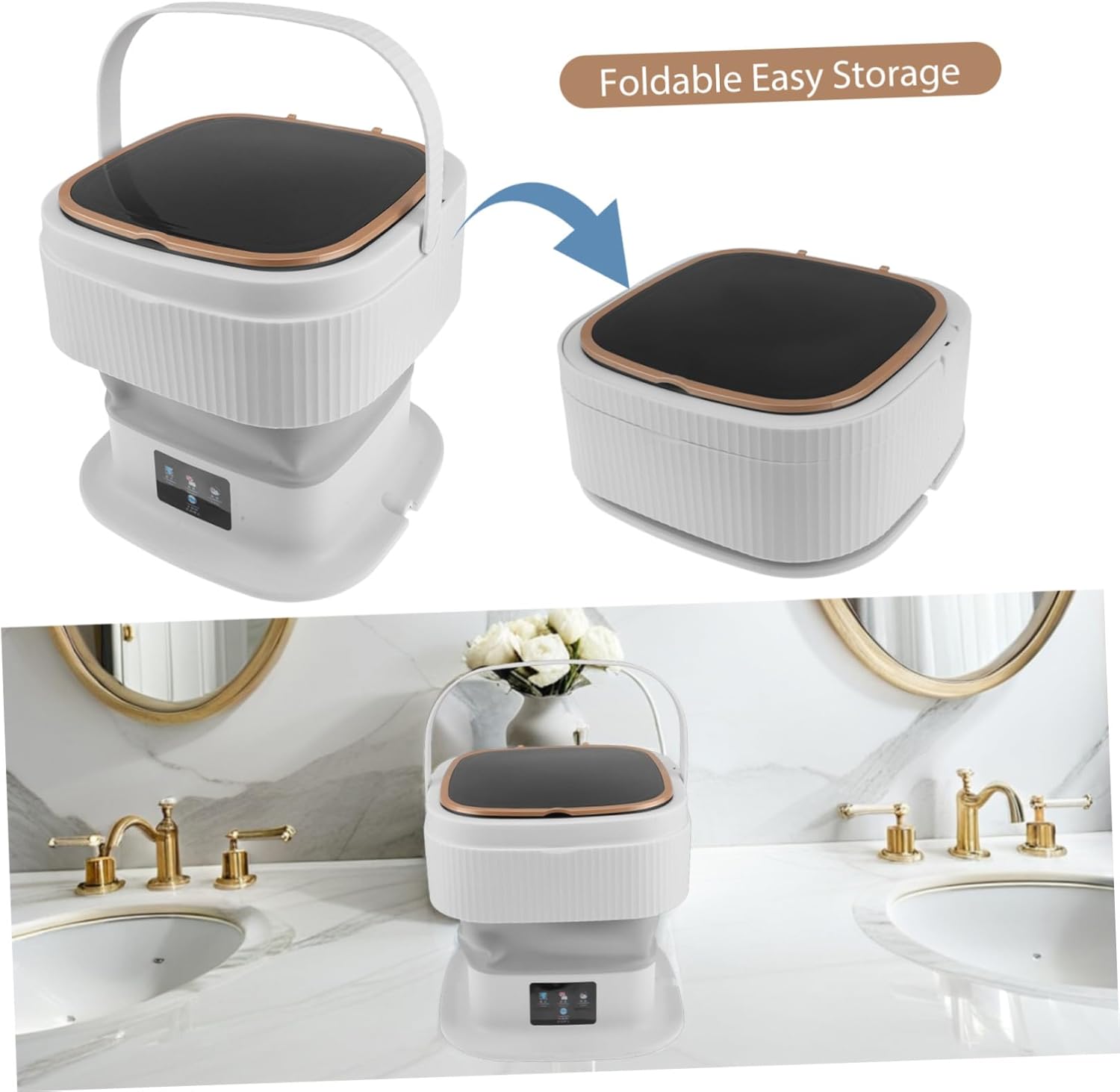 Mini Portable Folding Washing Machine Compact Laundry Washer Dryer for Small Clothes Underwear Socks Clothes Quiet Low-noise Operation for Travel Camping Apartments