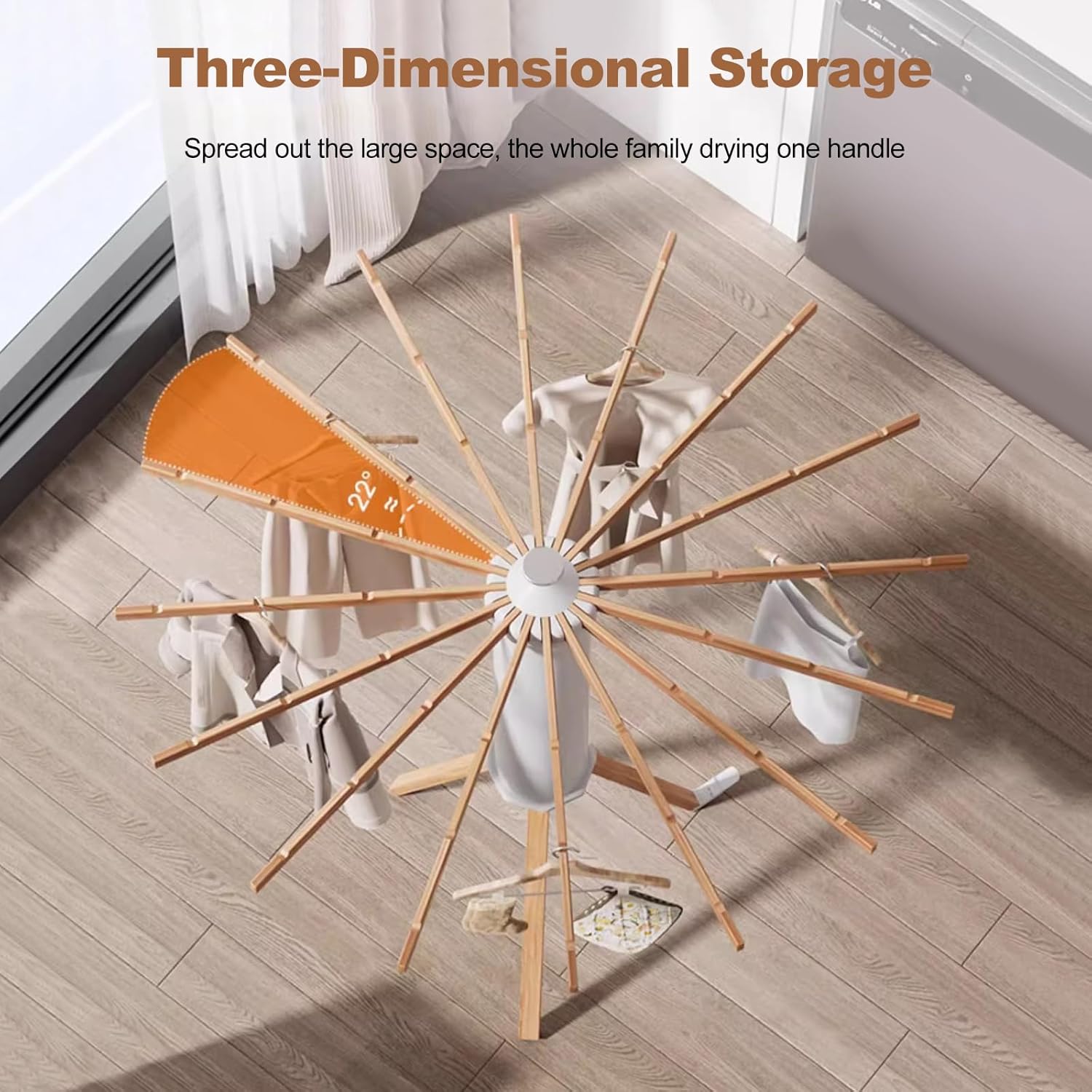 Ergocar Tripod Clothes Drying Rack, Foldable Space Saving Laundry Drying Rack, Portable Free Installation Drying Rack, Sturdy Clothes Airer for Balcony Bedroom Household