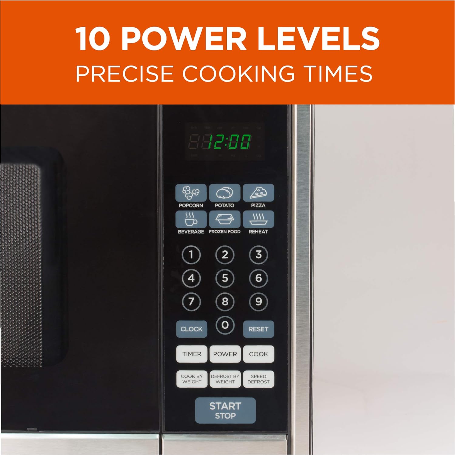 Commercial Chef Countertop Microwave, 1.1 Cubic Feet, Black With Stainless Steel Trim & BLACK+DECKER 4-Slice Convection Oven, Stainless Steel, Curved Interior fits a 9 inch Pizza, TO1313SBD