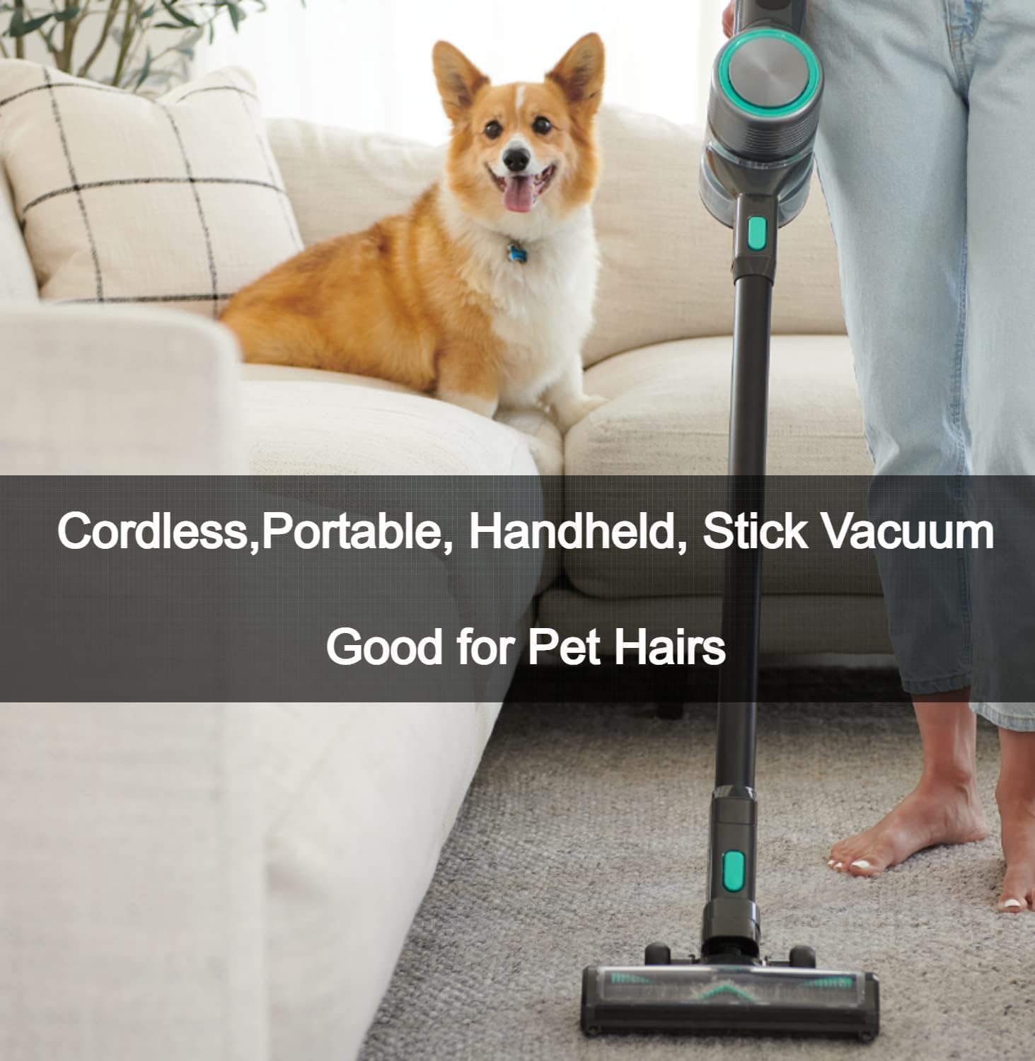 Wyze Cordless Vacuum Cleaner with 20000Pa Powerful Suction, Lightweight Stick with HEPA Filter, 300W Powerful Brushless Motor, 40mins Runtime in Eco Mode, for Home Hard Floor Carpet Pet Hair