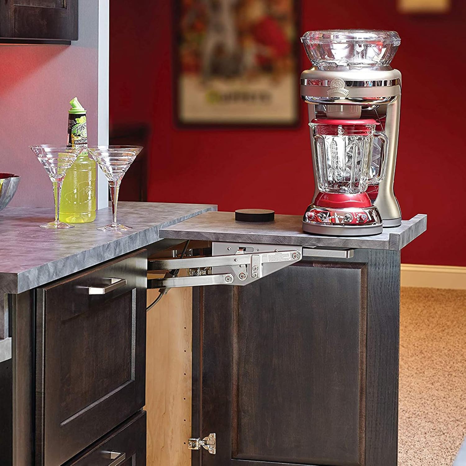 Rev-A-Shelf Kitchen Cabinet Spring Loaded Mixer and Appliance Lift Assist Mechanism for Small Kitchen Appliances w/Soft Close, Zinc, RAS-ML-HDSC