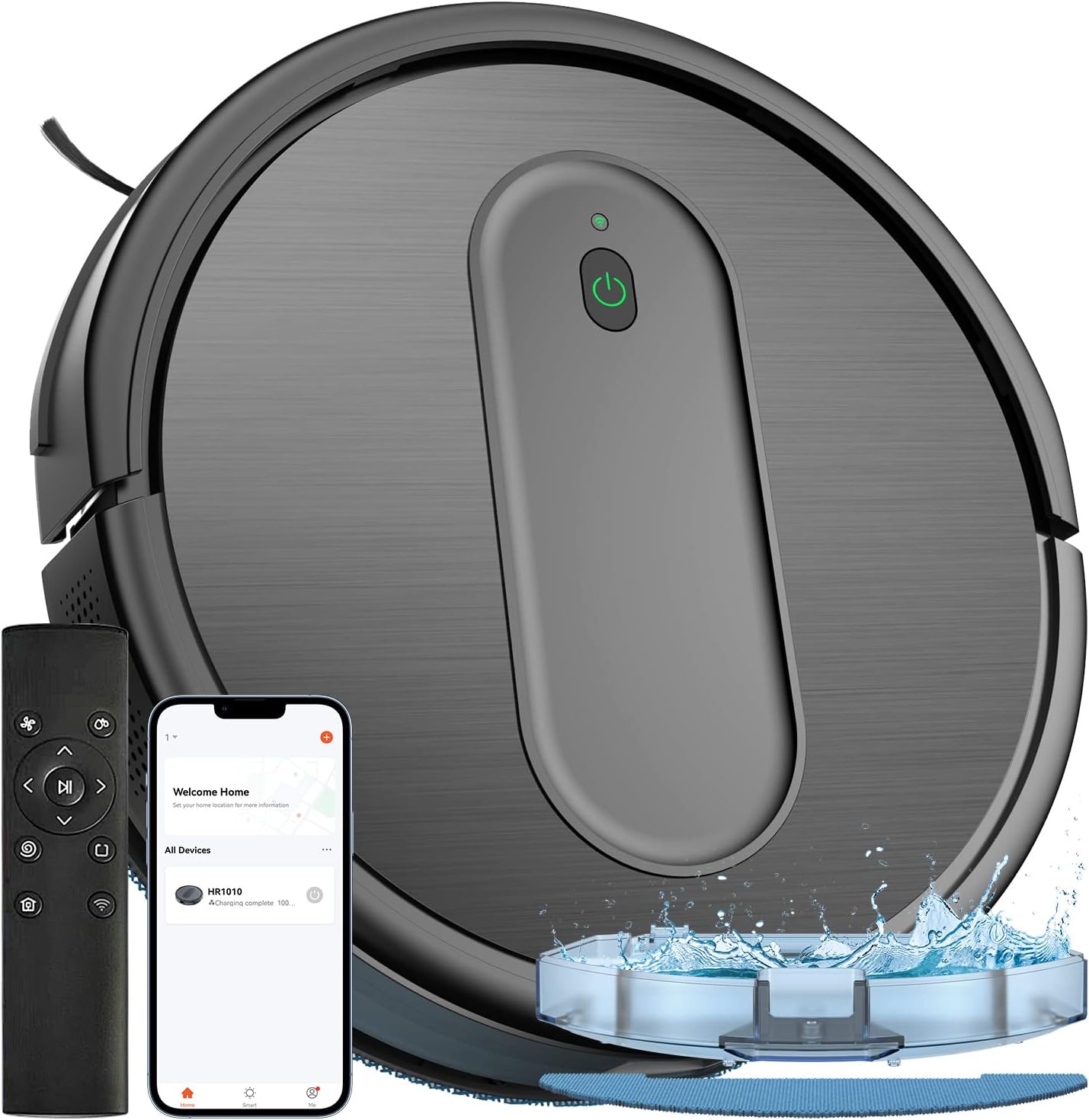 Robot Vacuum and Mop Combo, 2 in 1 Mopping Robotic Vacuum with Schedule, App/Bluetooth/Voice, Max Suction 3200Pa, Self-Charging Robot Vacuum Cleaner, Slim, Ideal for Pet Hair, Carpet, Hard Floor
