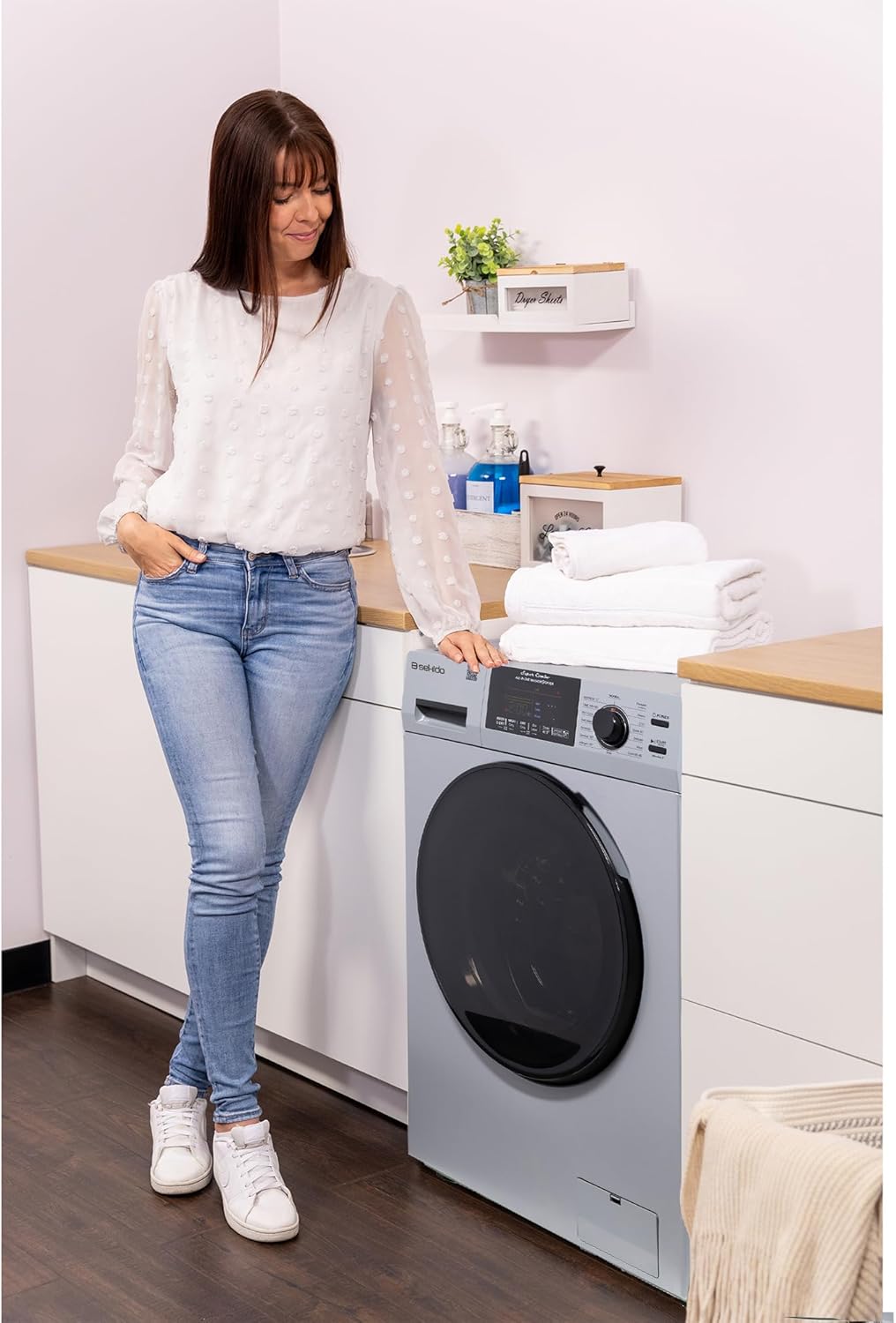 Sekido All-in-One Washer Dryer VENTLESS/VENTED PET cycle 1.62cf/15lbs 110V (Silver)