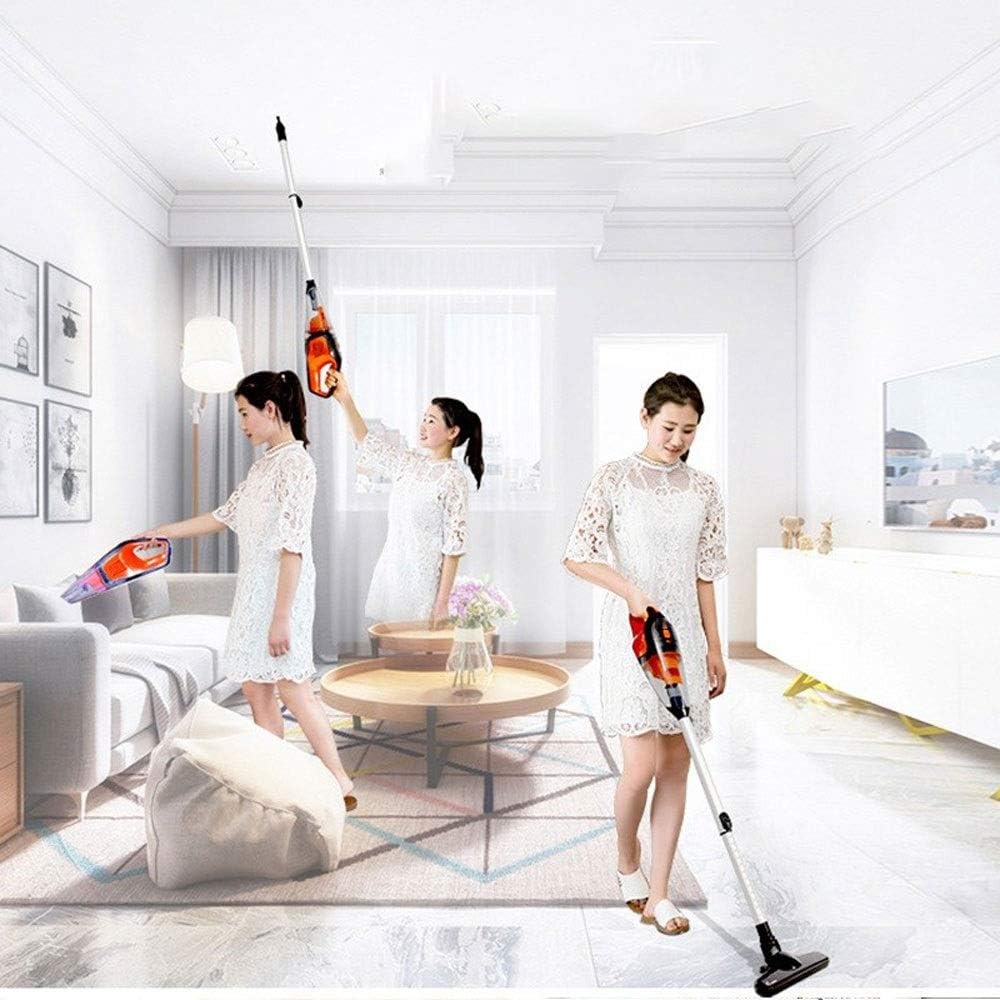 Wireless Vacuum Cordless Vacuum Cleaner, Powerful Suction Stick and Handheld Light Weight Bagless Large-Capacity Dust Cup Vacuum Ideal for Hard Floor Carpet Pet Hair for Home (Color : Orange
