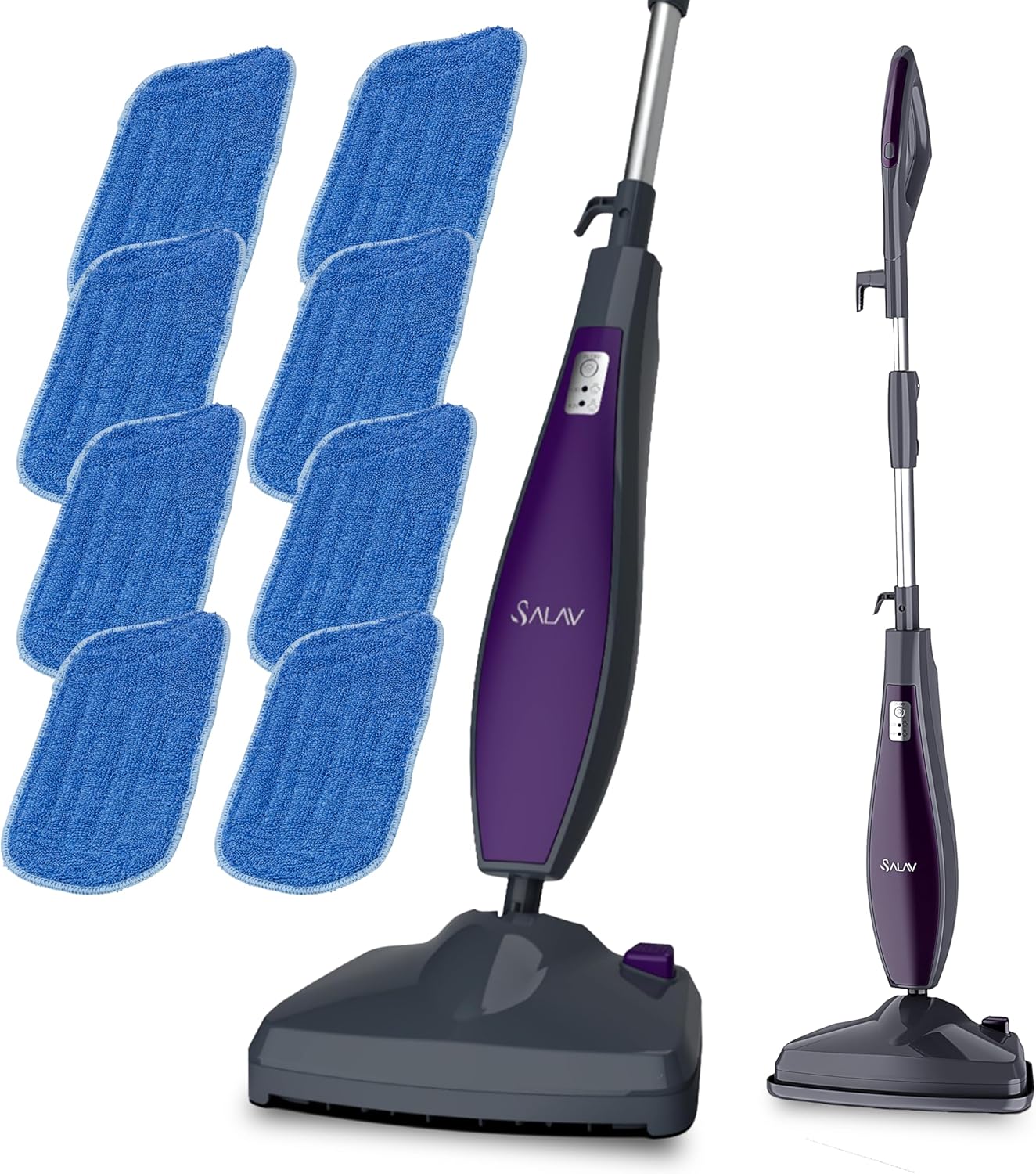 SALAV, Pet Motion Vibrating Steam Mop, Includes Mop Pads, Water Cup, Carpet Glider, STM-403, Dark Gray Midnight (Steam Mop with 8 Mop Pads) (Renewed)