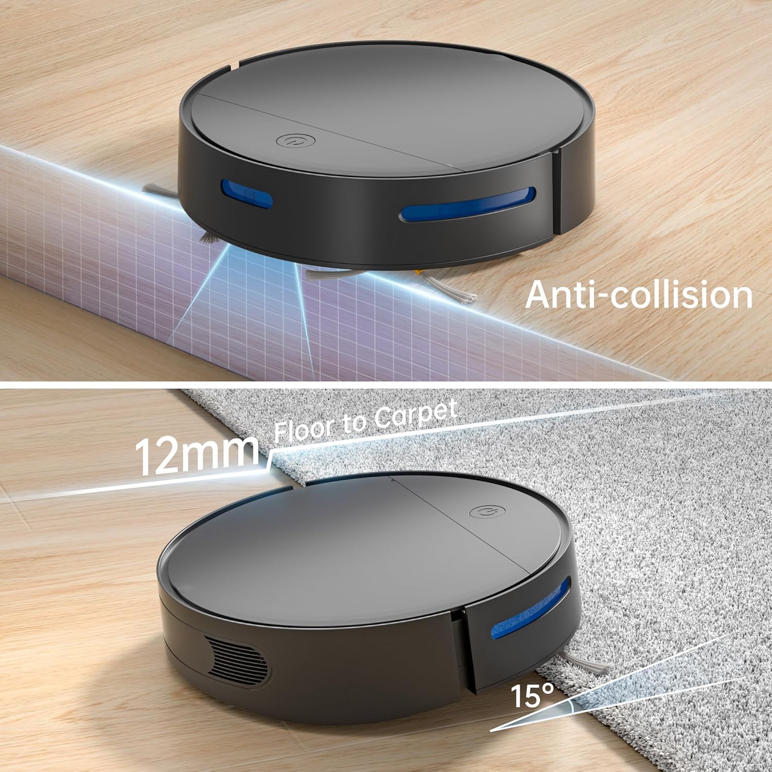 Robot Vacuum Cleaner, Upgraded 3500Pa Powerful Sunction Robot Vacuum with Remote Control,Automatic Self-Charging,Long Run Time,Slim,Quiet Robotic Vacuum Cleaner for Carpet Pet Hair