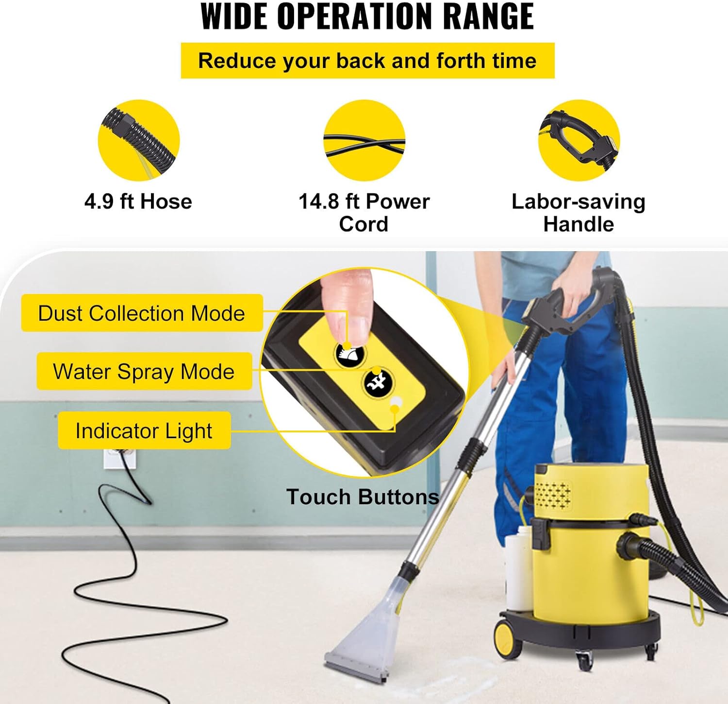 Multifunction Wet Dry Vacuum Cleaner,HEPA Filter,Portable Shop Vacuum Cleaner,with Blow,for Home,Yard,Garage and Workshop