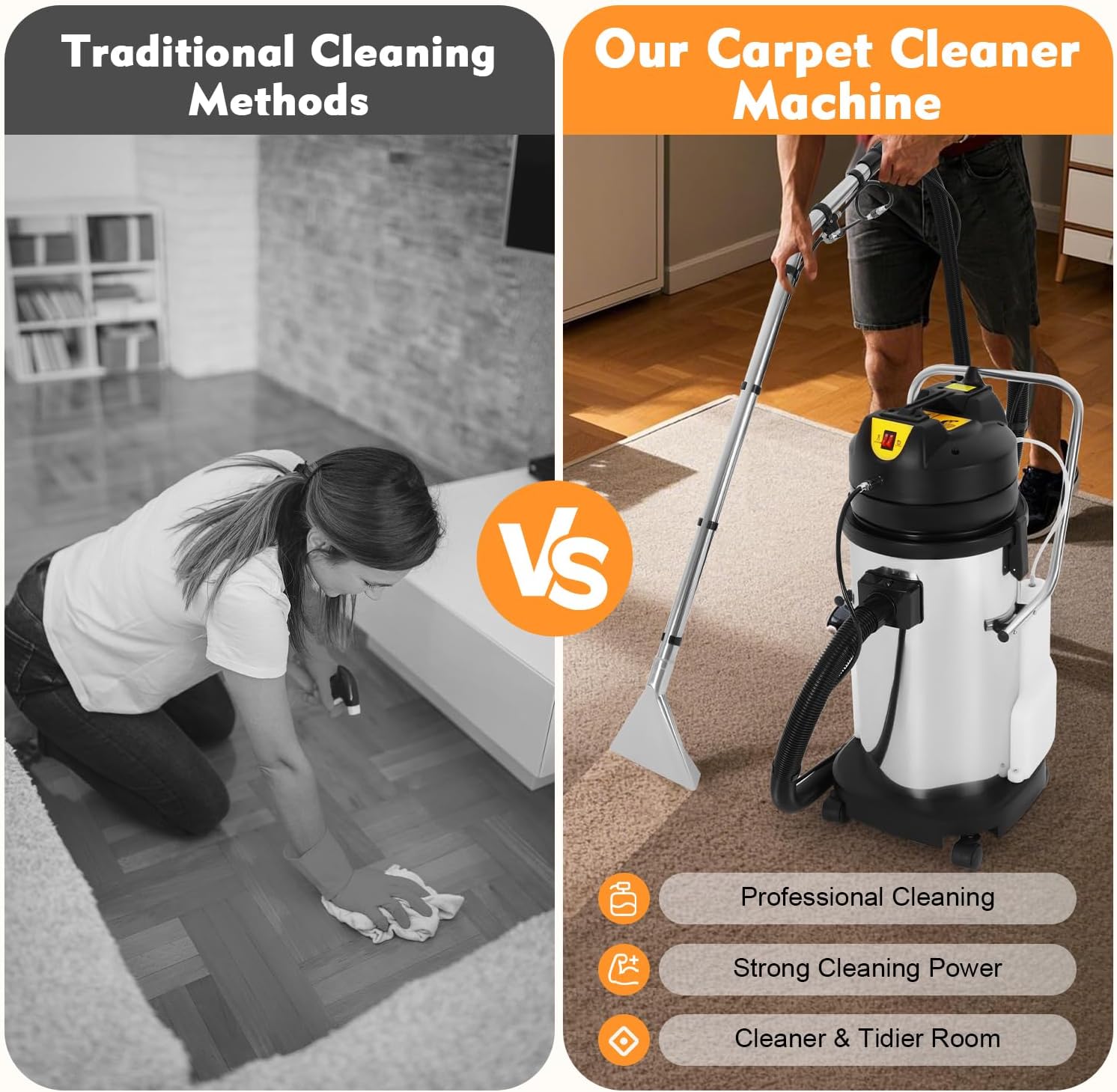 JOMCYDM Commercial Carpet Cleaning Machine,Carpet-Vacuum Cleaner for Cleaning Carpets, Sofas, Curtains, Floor Cleaning-Machine for Sofa Curtains Carpet Cleaning 40L/10.56Gal