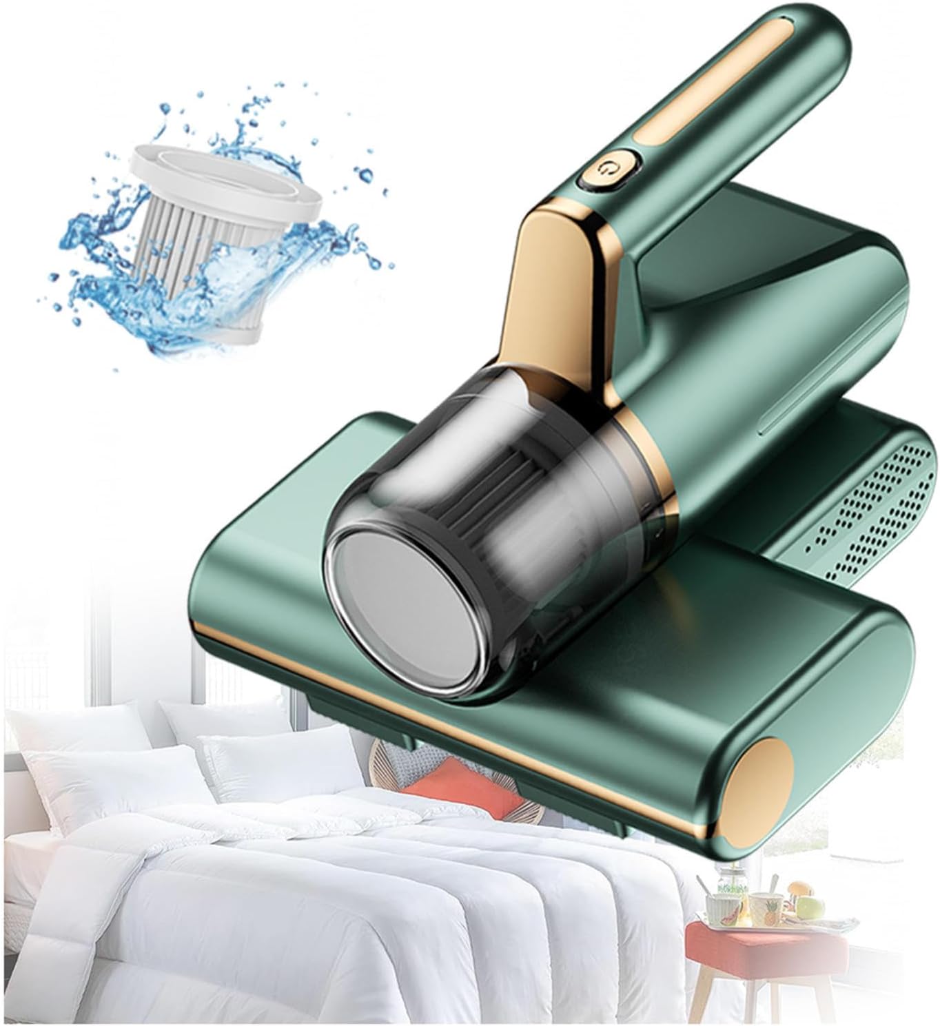 Vacuum Cleaner for Bed Mattress, 3-in-1 Wireless Handheld Vacuum for Bed 14kpa Super Suction Deep Mattress Cleaner Effectively Clean Up Bed, Pillows, Carpets, Etc,Green