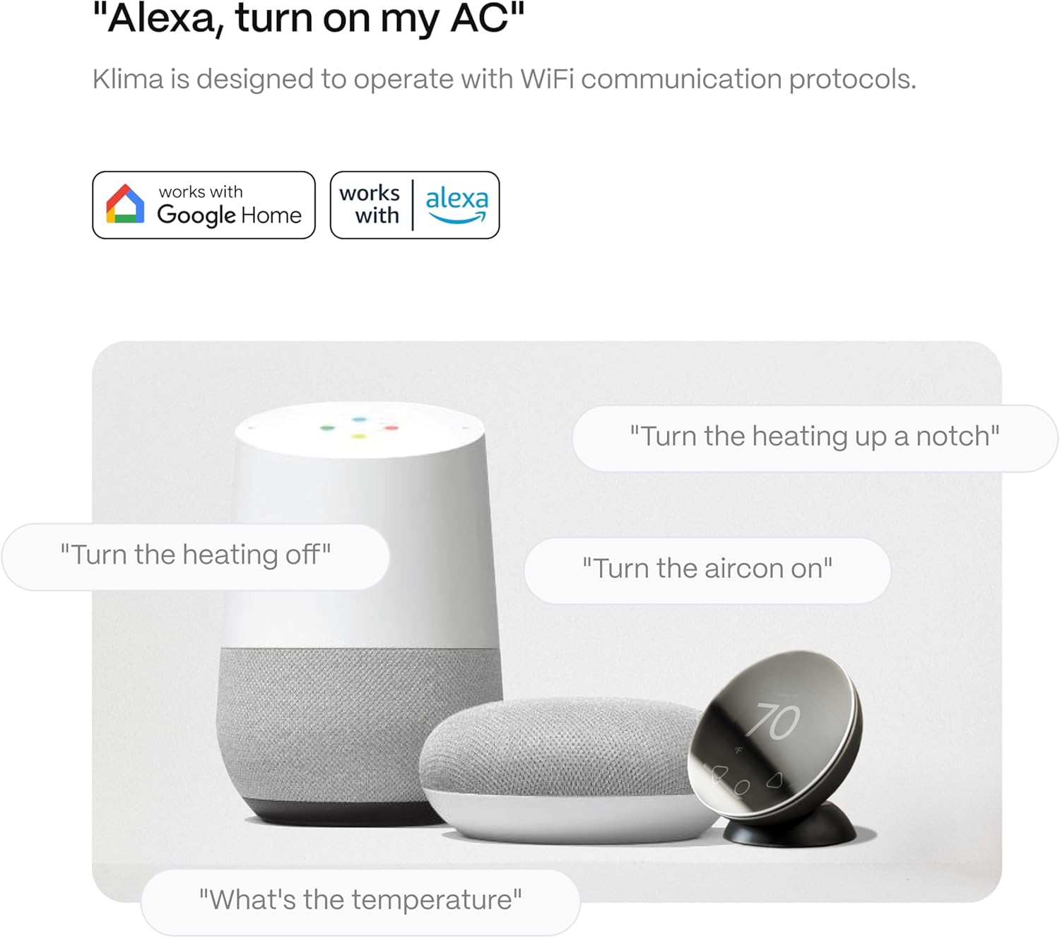 Boldr Klima Smart Thermostat for Air Conditioners, Window A/C, Mini Splits & Heat Pumps - Alexa & Google Home Compatible, WiFi Control App, Energy Saving, Easy DIY Install, Aluminum Silver