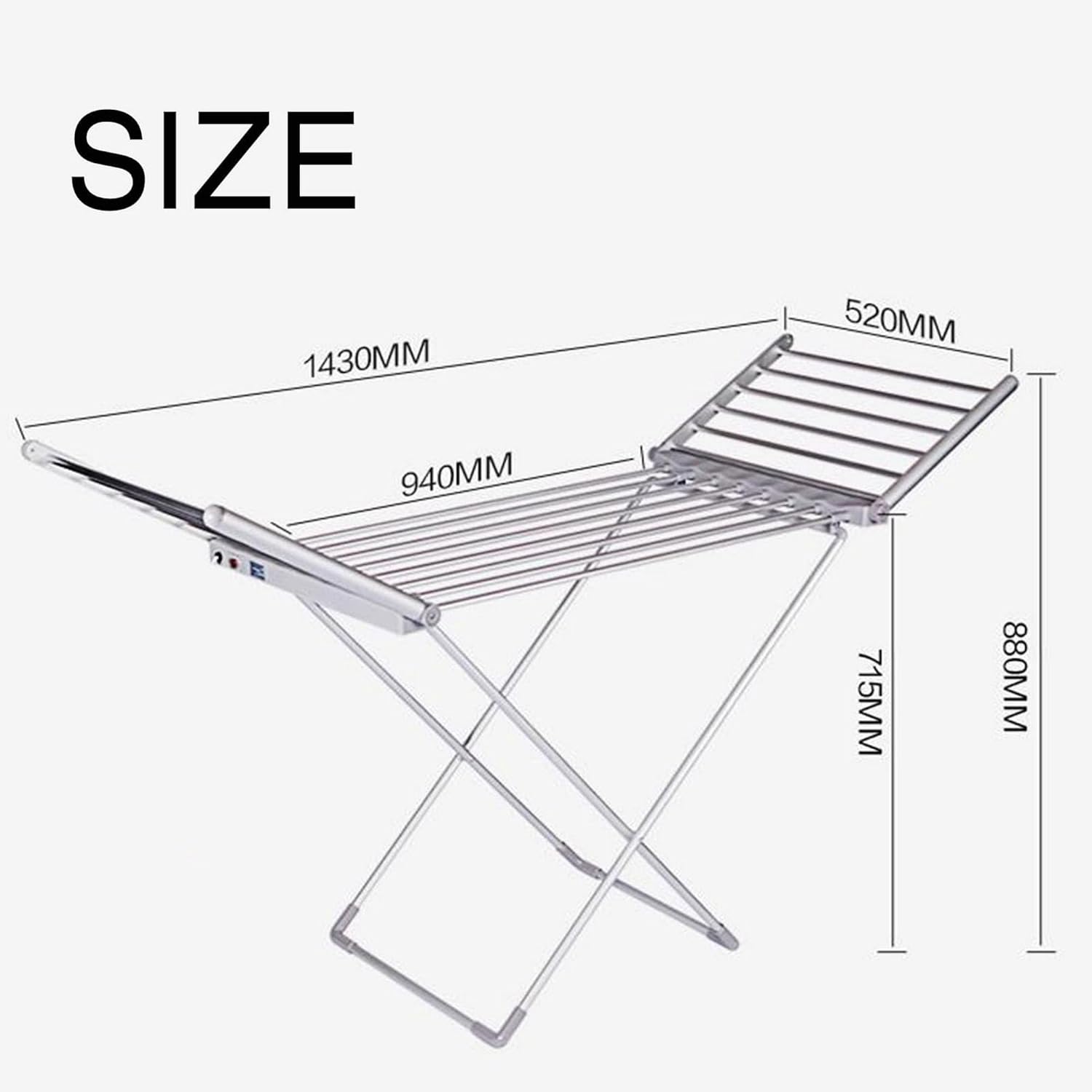Portable Heated Airer Electric Clothes Drying Rack Energy Saving Folding Stand for Home Laundry Room. (A)