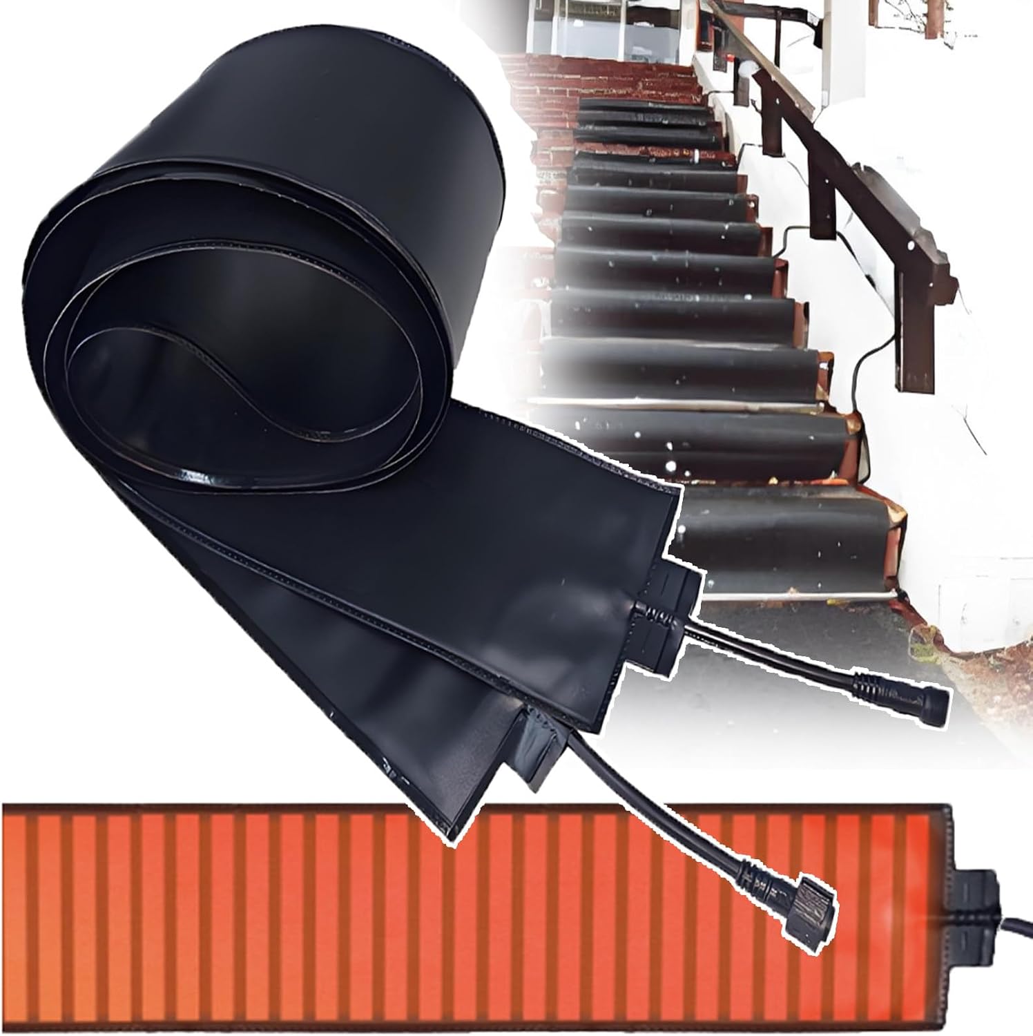 Outdoor Snow Melting Heat Tape - 2025 Graphene Snow Melting Heating Mats, Flexible, Saves Energy, Stops Ice Dams, Simple Installation,Curlable 760cm/24.9ft