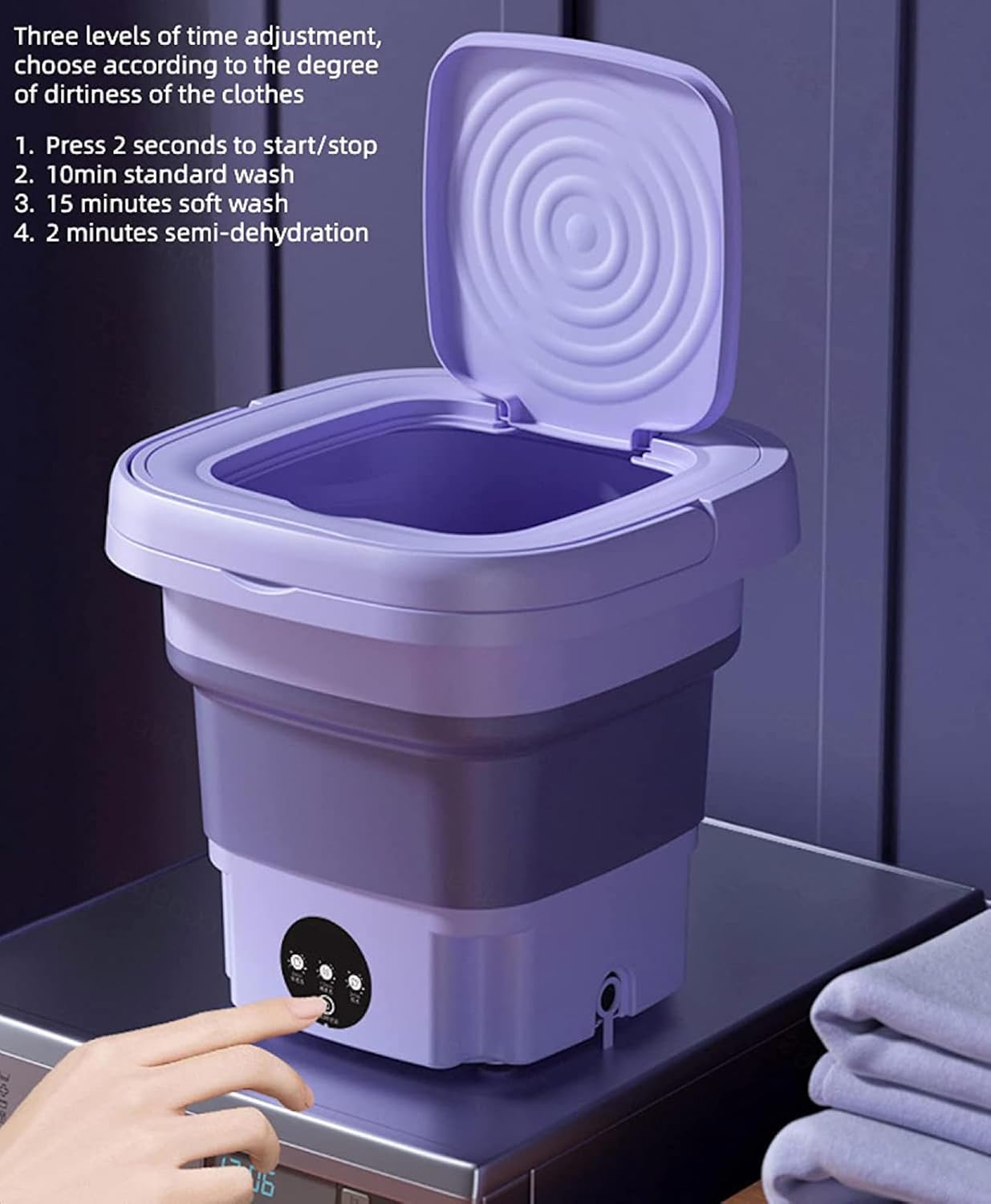 8L Foldable Washing Machine,Portable Washing Machine with Spin Dryer,Mini Washer with 3 Modes Half Automatic Washt and Blue Light,Washing Machine for Apartments,Baby,Underwear,Camping,Green