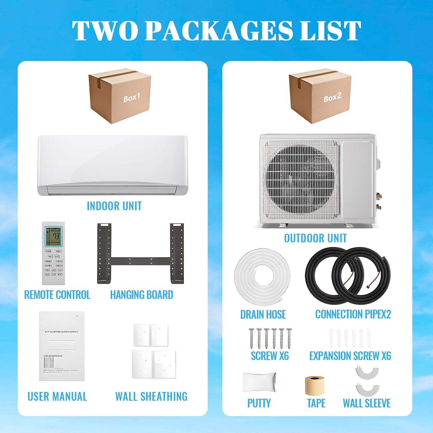 9000 BTU Mini Split Air Conditioner/Heater with Heat Pump 17 SEER2 115V Split AC Unit, Max Coverage Area Up to 450 Sq. Ft, Remote Control, Multiple Modes White