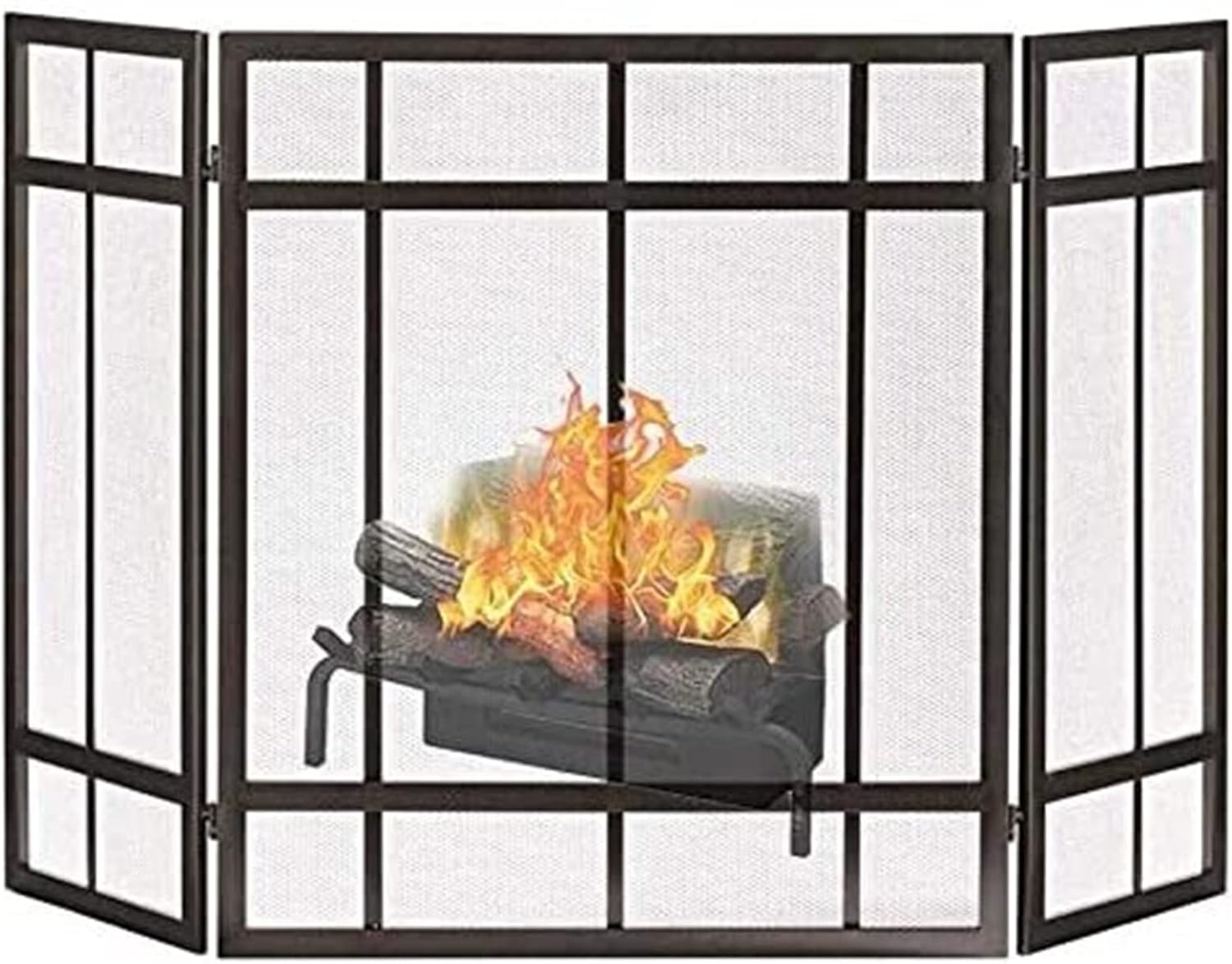 Fireguard Decorative Fireguard Spark Protection Classic Style Iron Fire Screen Extra Large Previous Vintage Firewall 3 Panels Forged M