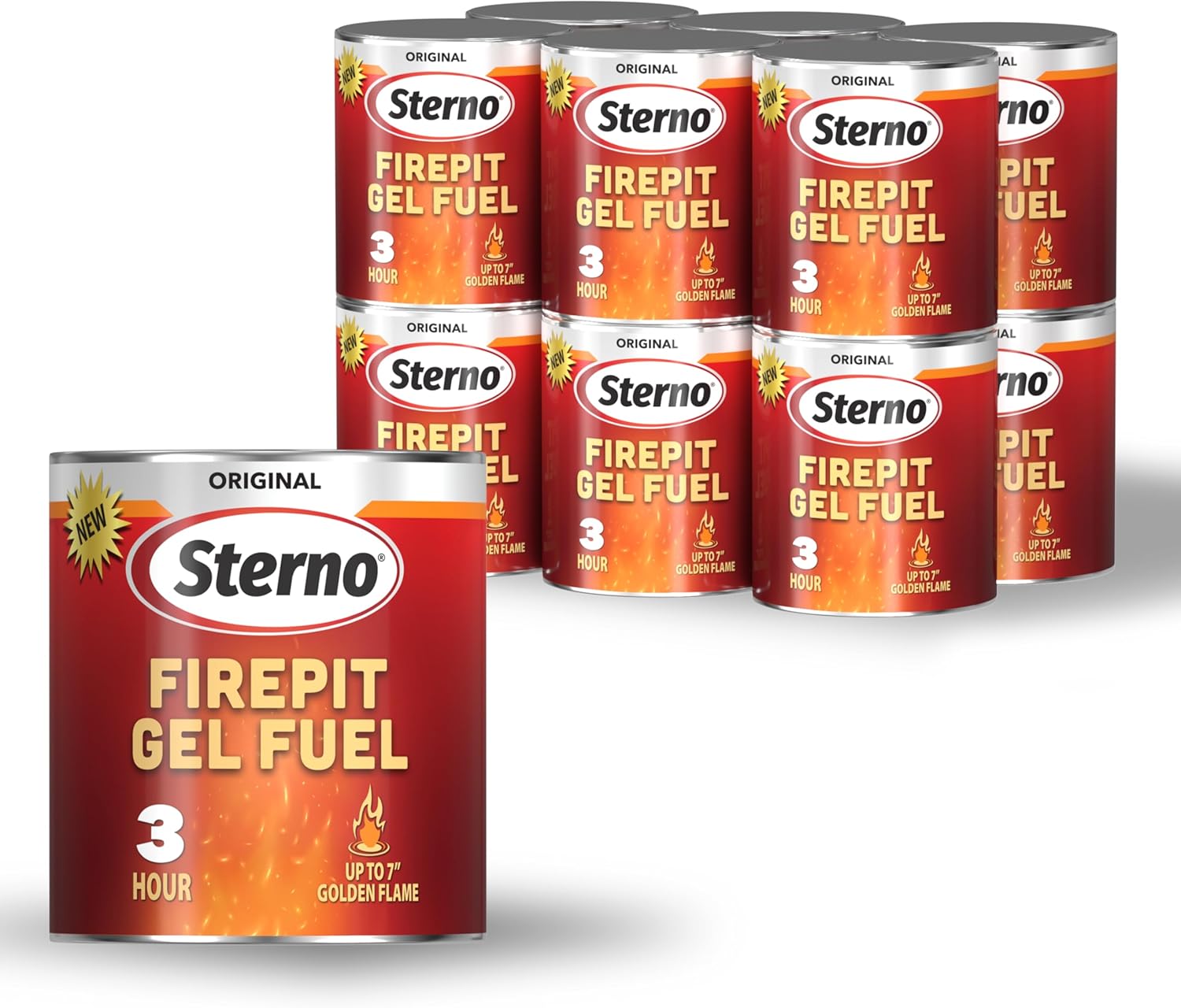 Sterno 12-Pack Firepit Gel Fuel - 3 Hours of Burn Time, Realistic Wood Crackling Sounds - Smokeless & Odorless, No Ash, & Soot - All-Weather Burner for Indoor Fire Pit & Outdoor Fire Pit
