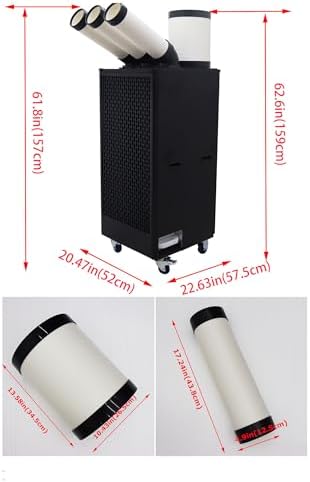 220V Industrial Air Conditioner Outdoor Air Conditioning Fan Equipment Three Tube 1000-1100m³/h Black