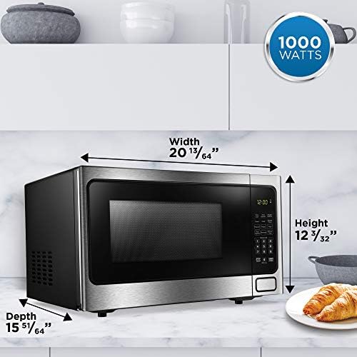 Danby Designer DDMW1125BBS 1.1 cu. ft. Countertop Microwave in Stainless Steel 6 Convenient Auto Cook Options including Popcorn, Potato, Pizza, Frozen Vegetables, Beverage