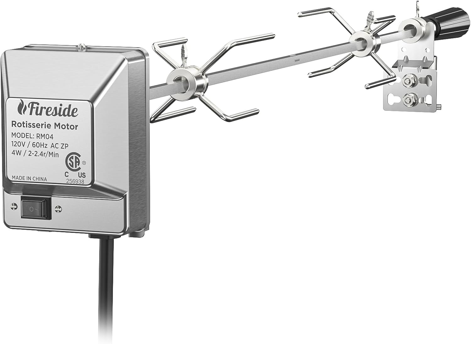 TURBRO Stainless Steel Rotisserie Kit for Gas Grills with A Cookbox up to 39’’ - Includes 4W Electric Motor, 34’’ - 45’’ × 5/16