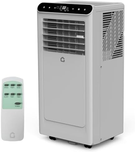 Garvee 8,000 BTUs Portable Air Conditioner with Remote Contro, 3 in-1 Dehumidifier, Cooling, Fan, Cools Up to 350 Sq. Ft., Smart/Sleep Mode, 24H Timer, Grey